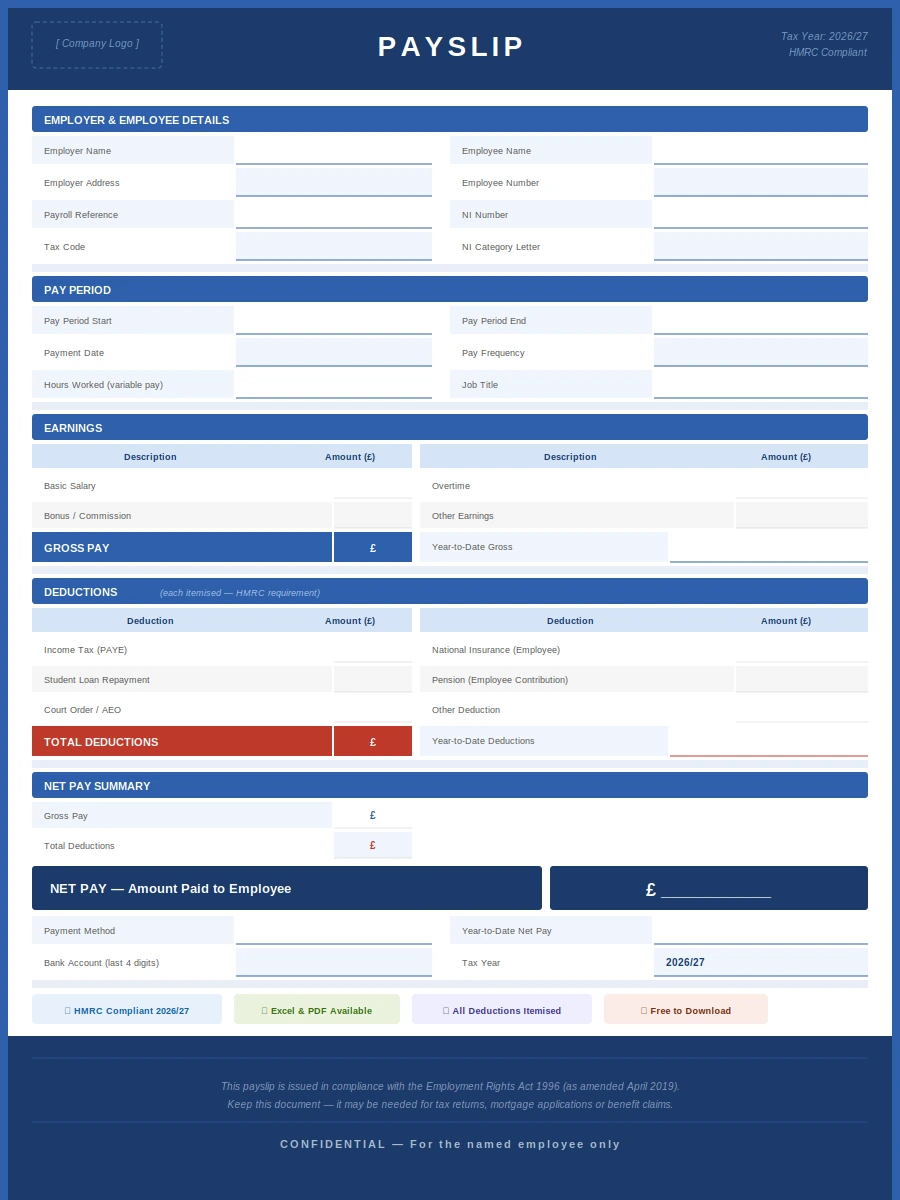 free payslip template uk