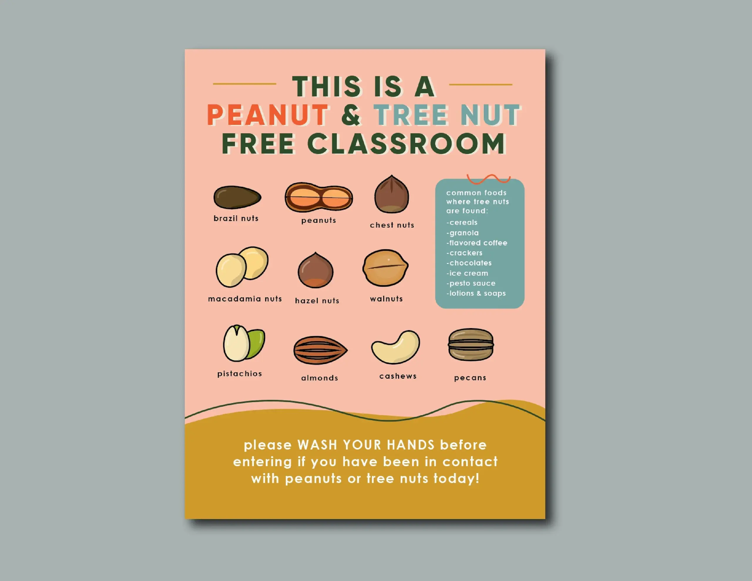 Peanut Tree Nut Free Classroom Sign