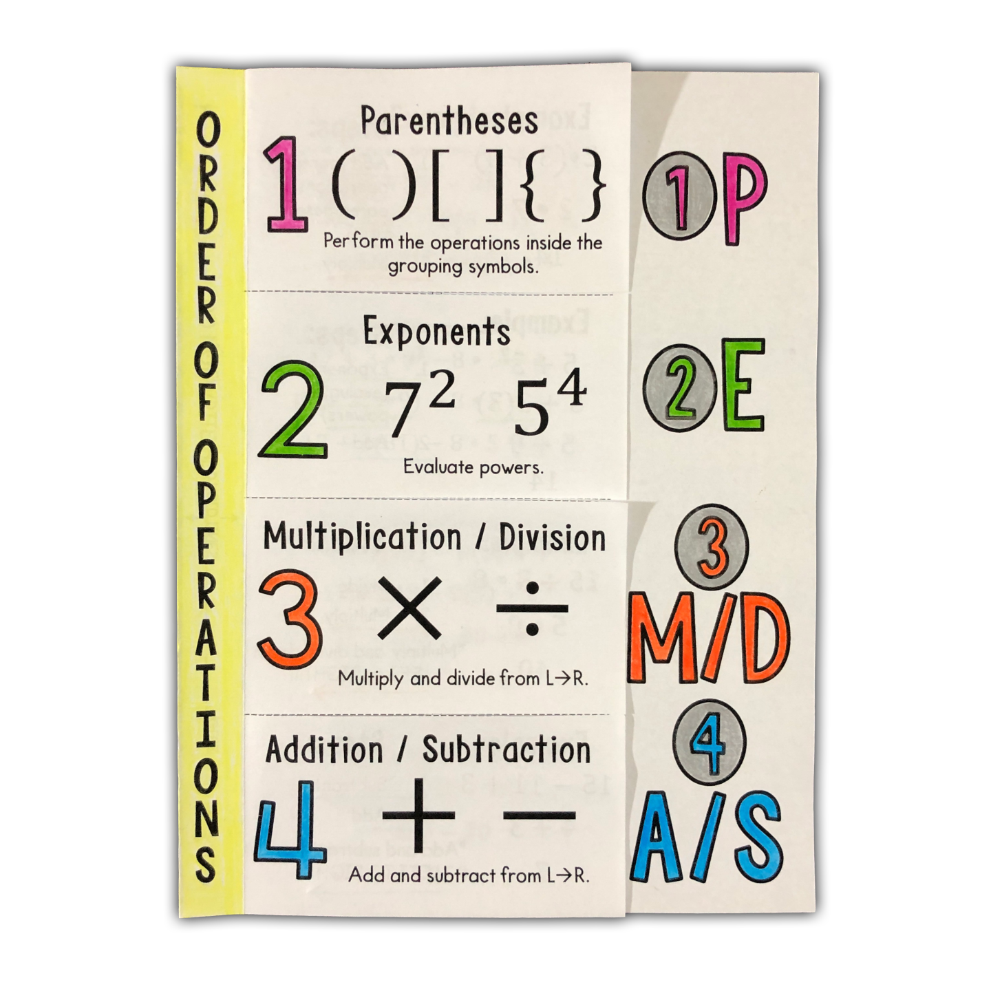 Pemdas Order Of Operations Foldable