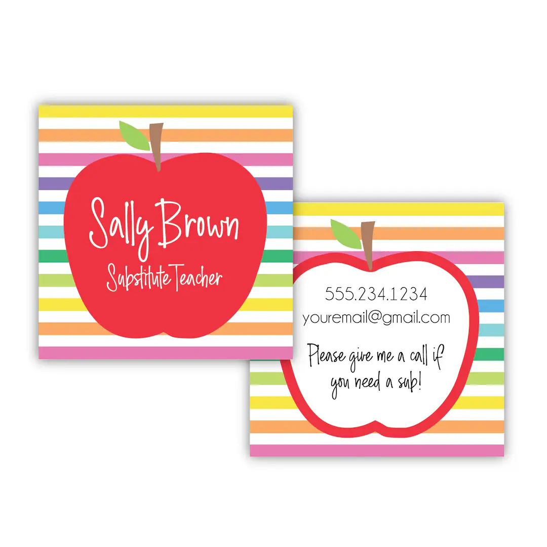 Personalized Substitute Teacher Cards Personalized Substitute Teacher Cards