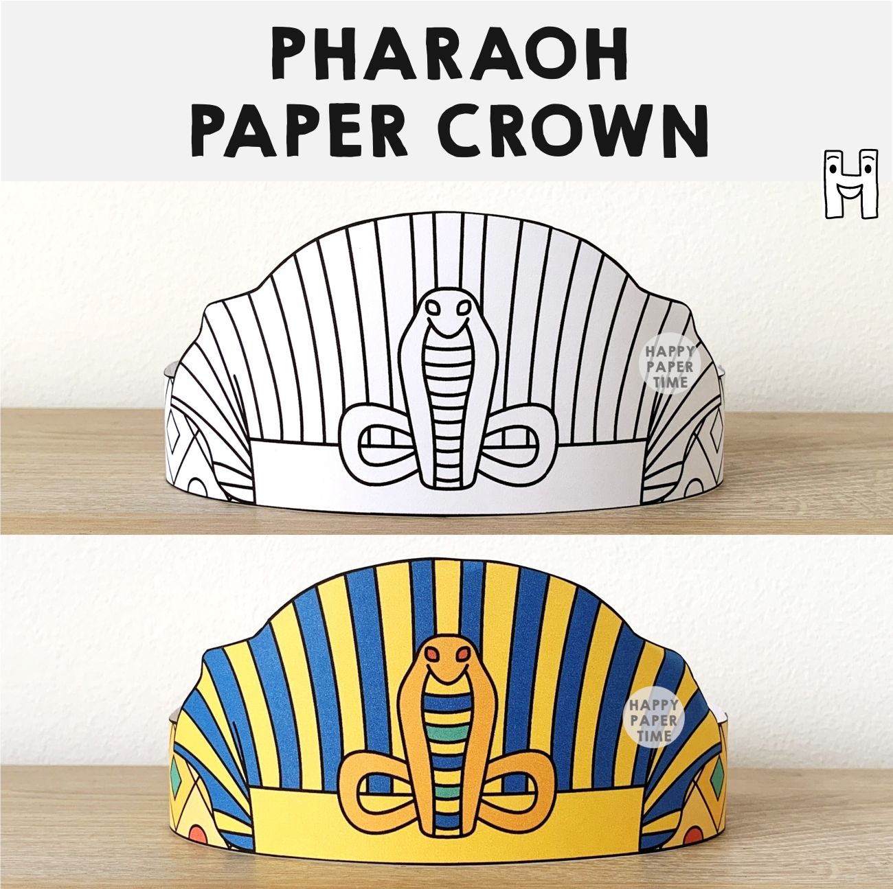 Pharaoh Paper Hats Crowns Printable Ancient Egypt Coloring Craft