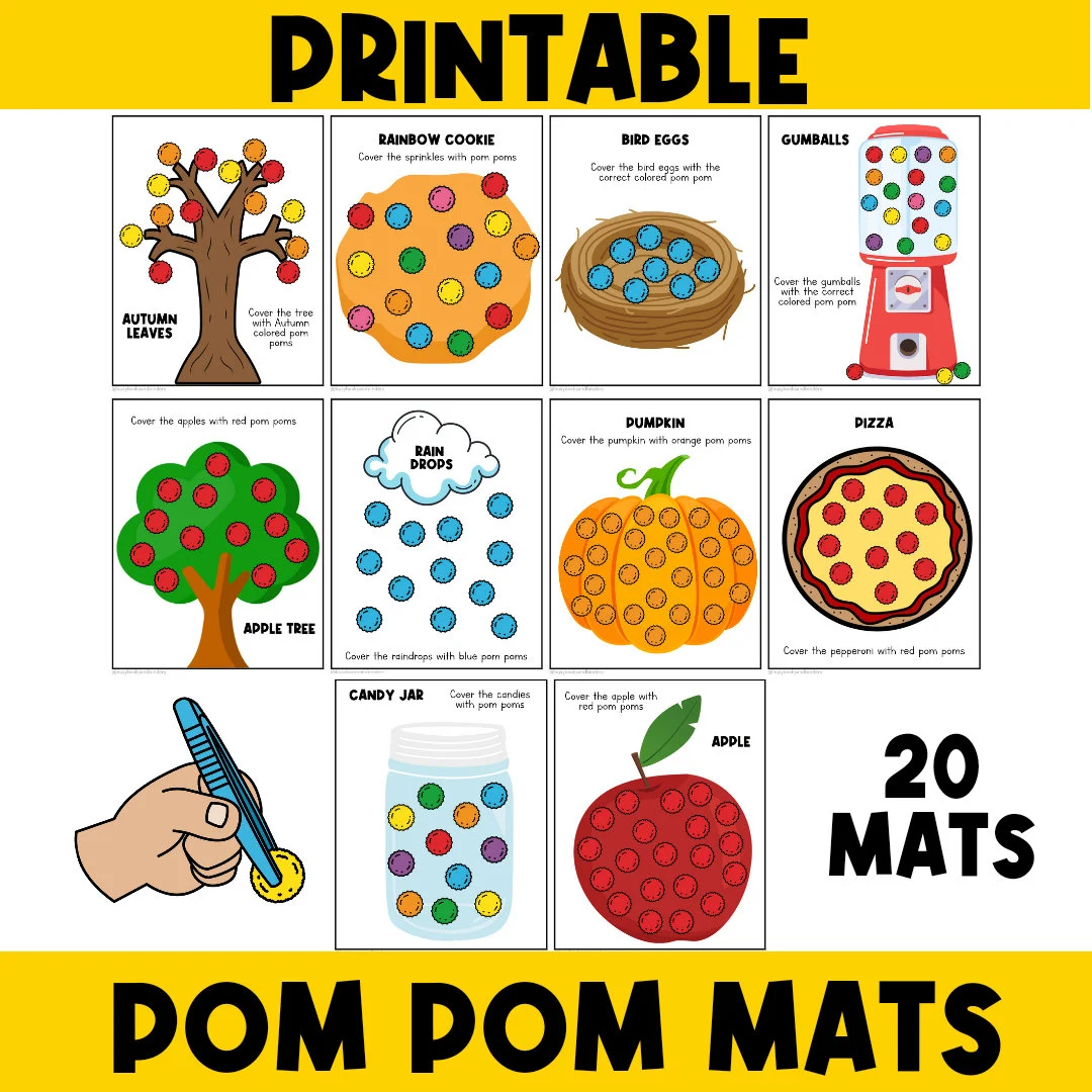 free printable pom pom mats