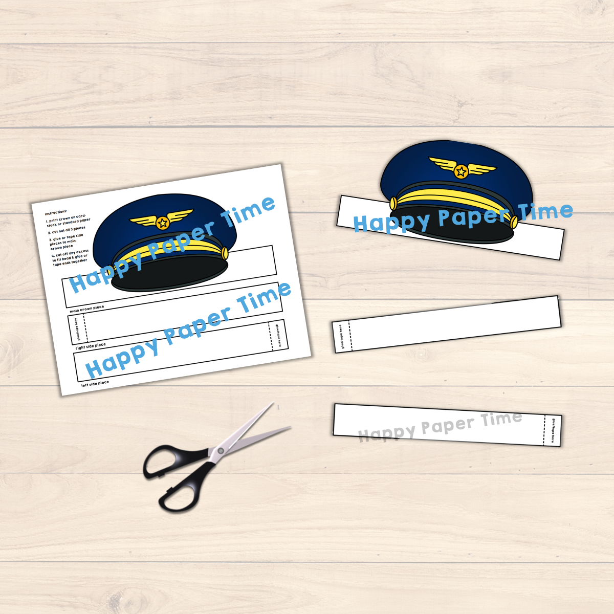 free pilot hat printable