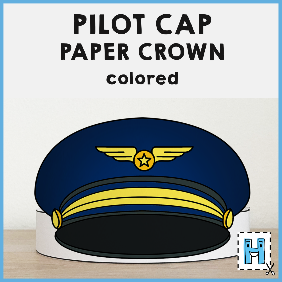 Pilot Cap Airline Paper Crown Career Day Printable Craft Activity Headband