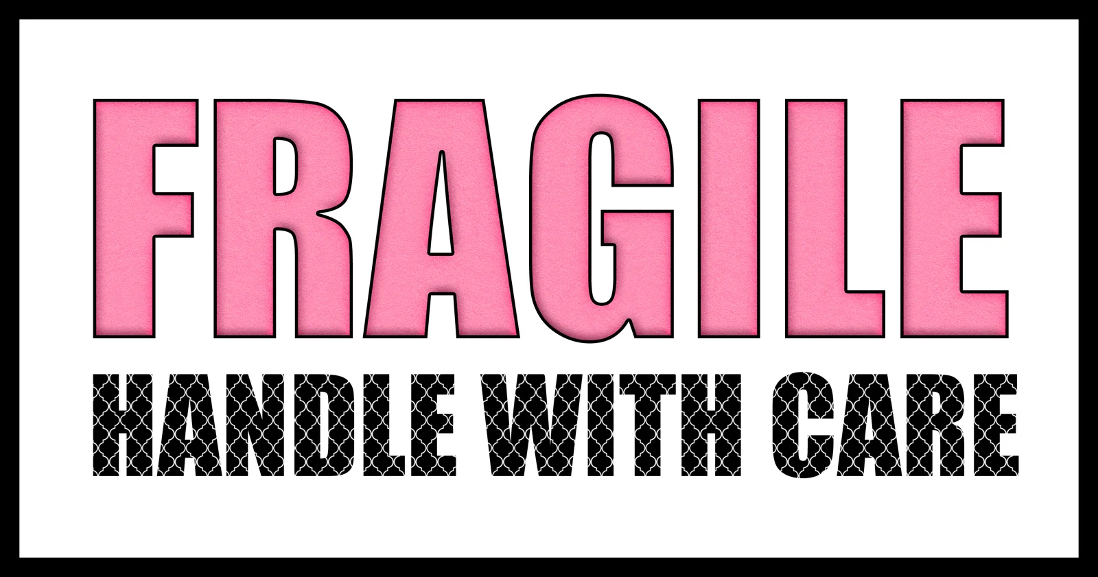 Pink Fragile Handle With Care Labels