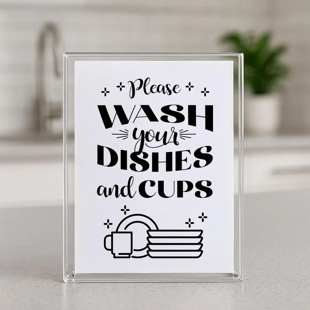 Please Wash Your Dishes And Cups Sign