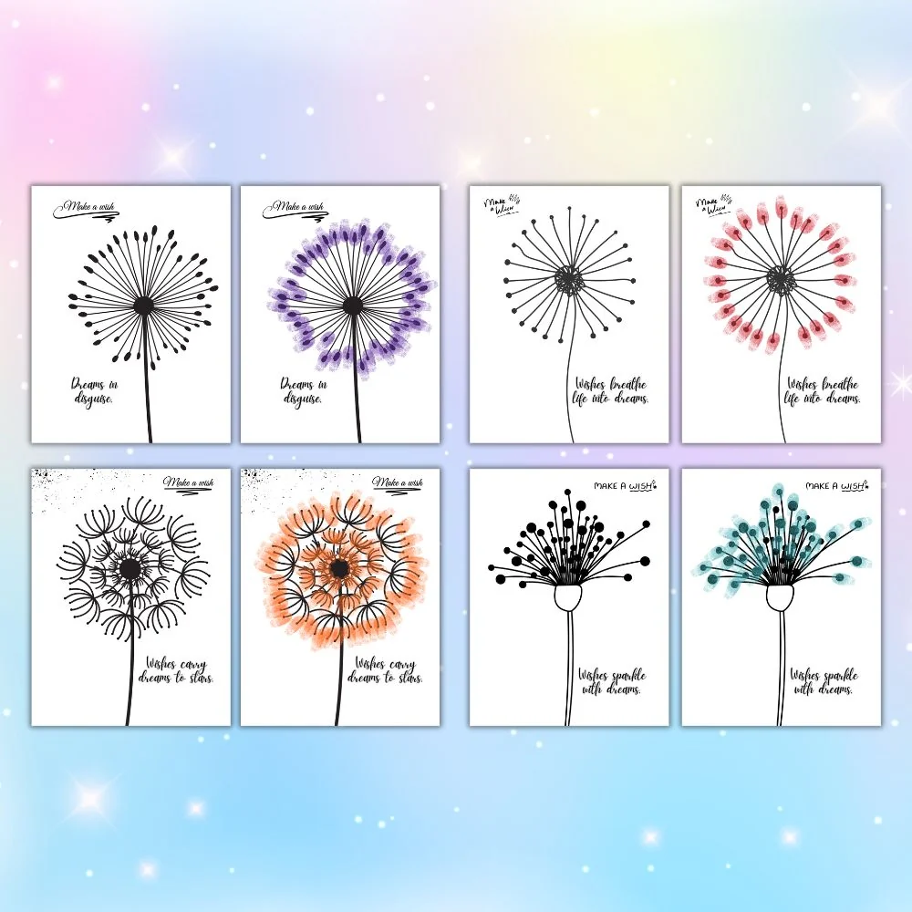 Plr Kid Fingerprint Dandelion Printable Craft