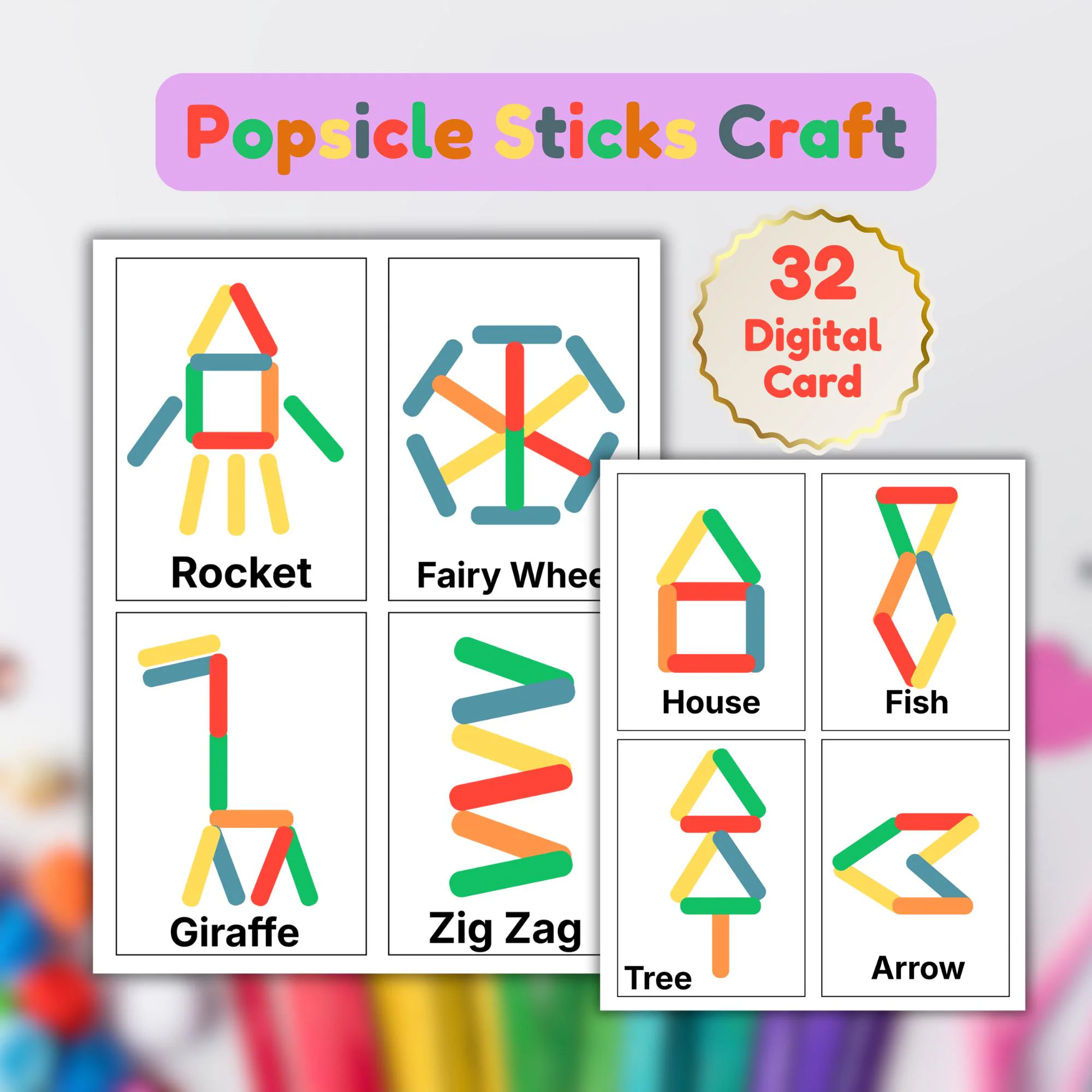 Popsicle Stick Pattern Cards For