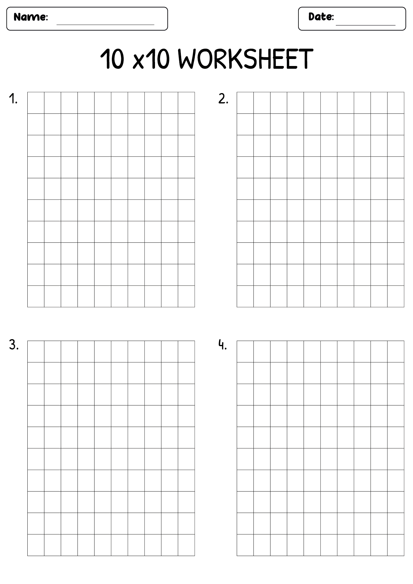 free printable 10x10 grid paper