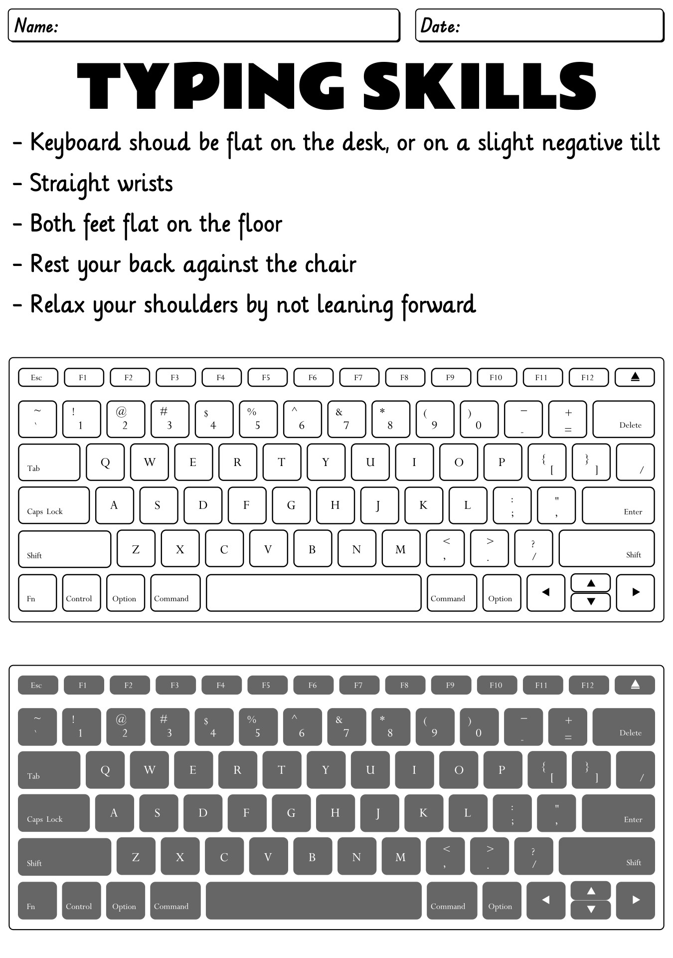 Post Computer Keyboard Worksheet 149805