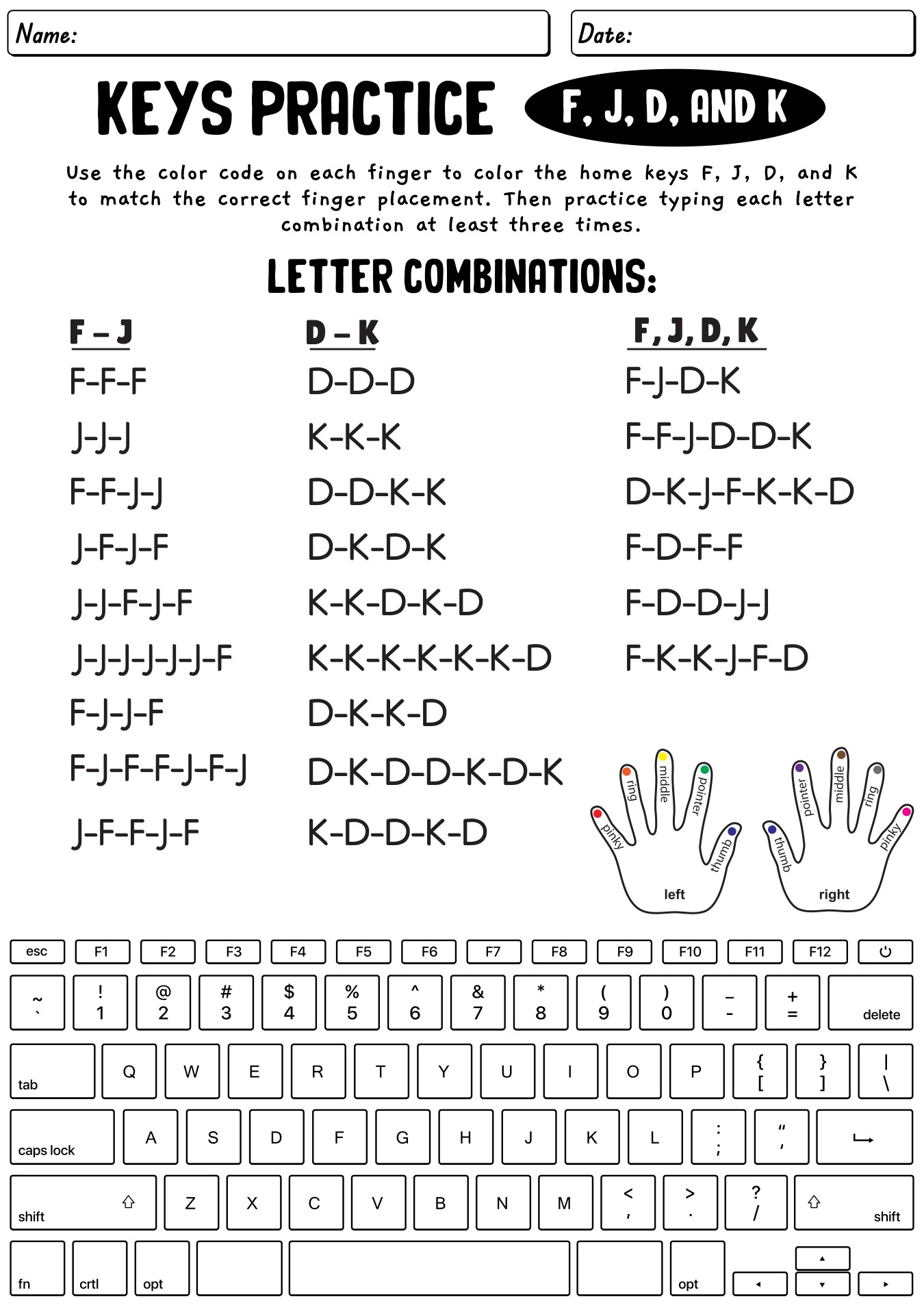Post Computer Keyboard Worksheet 149805