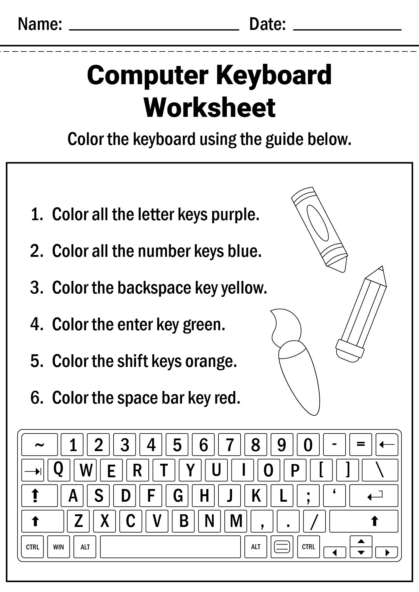 free printable typing worksheets