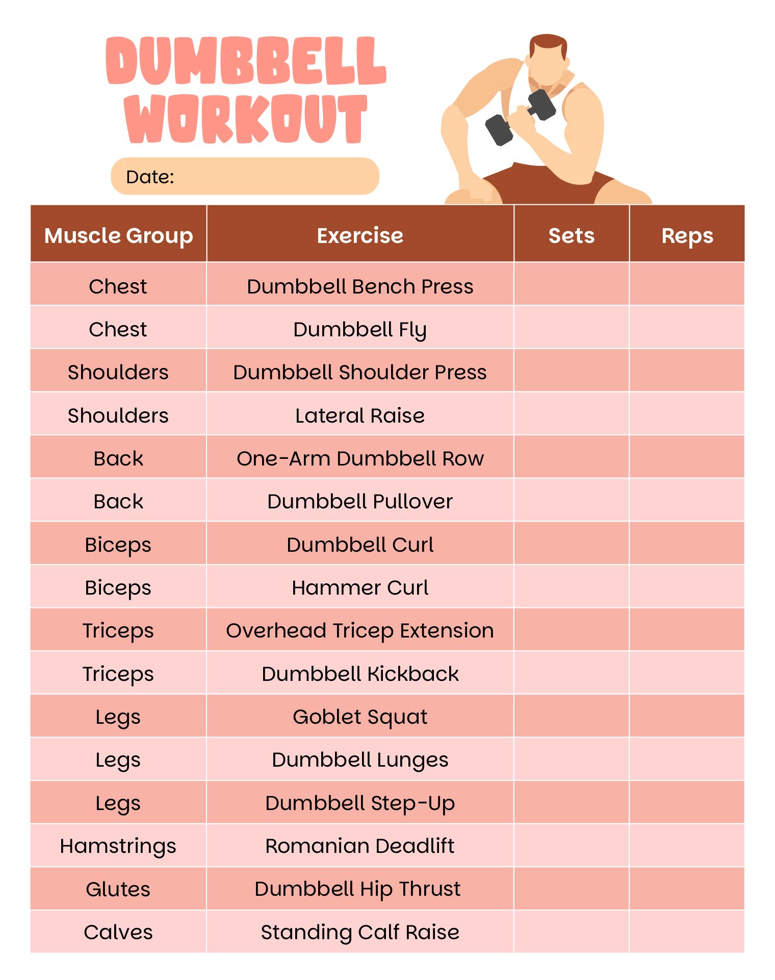 Post Dumbbell Exercises Chart Printable Pdf 260182