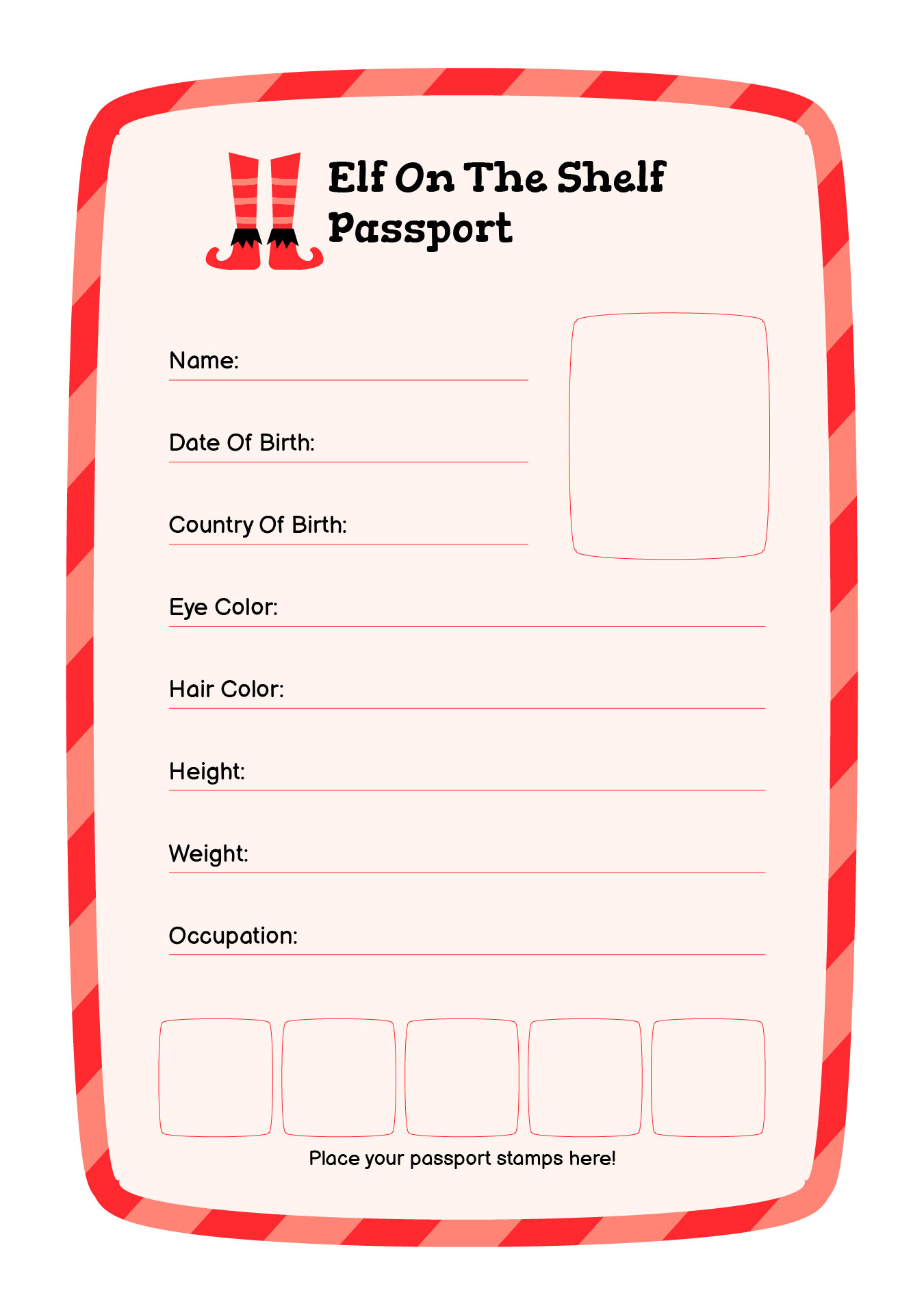 elf passport free printable