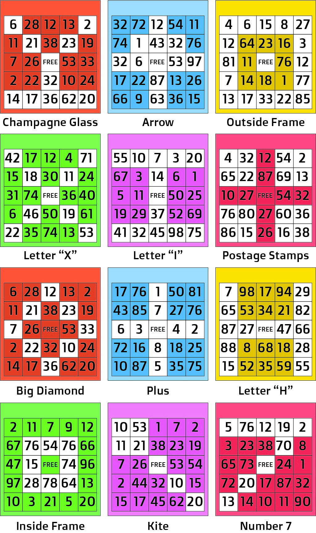 Post Free Printable Bingo Game Patterns 185405