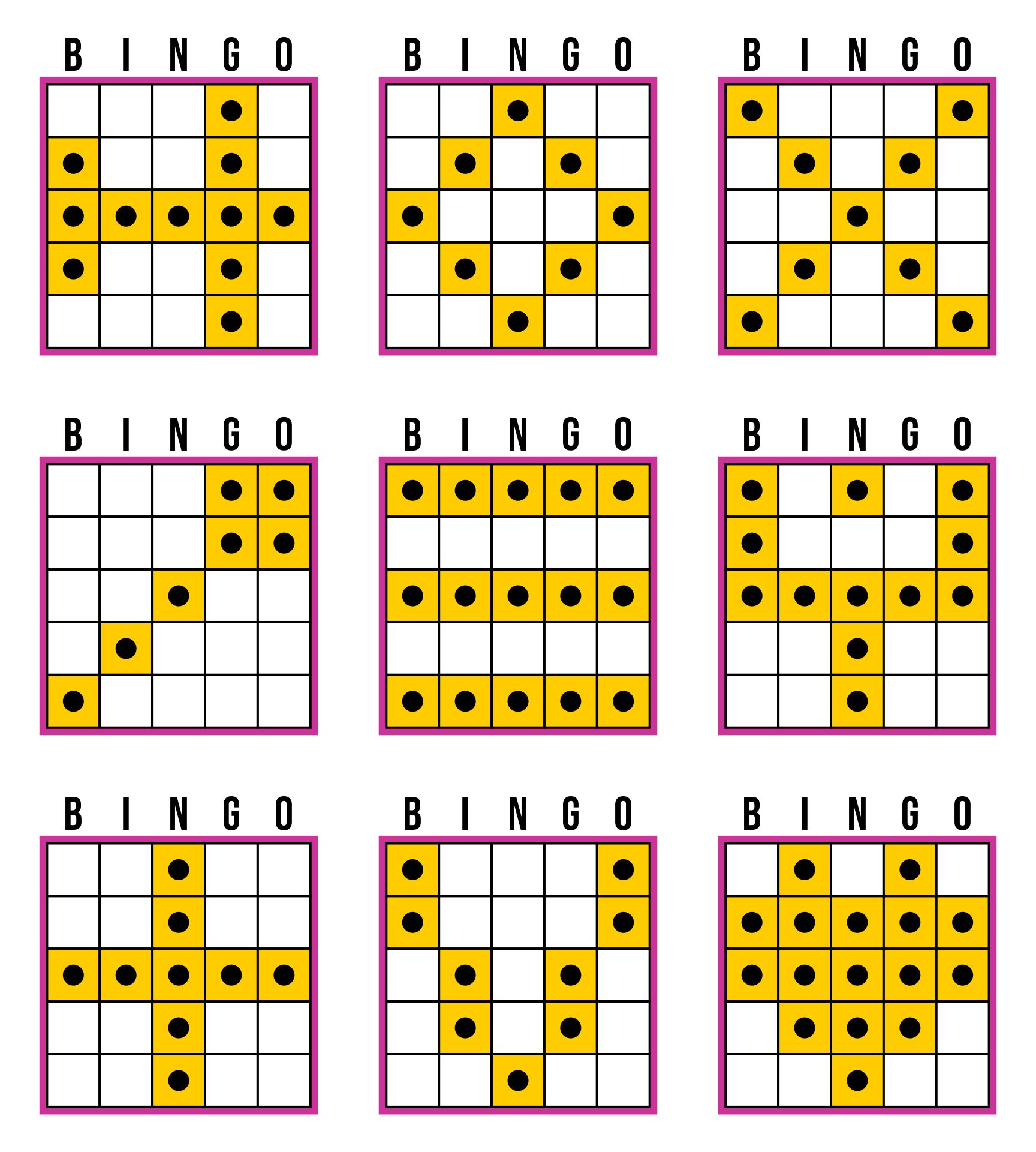 Post Free Printable Bingo Game Patterns 185405