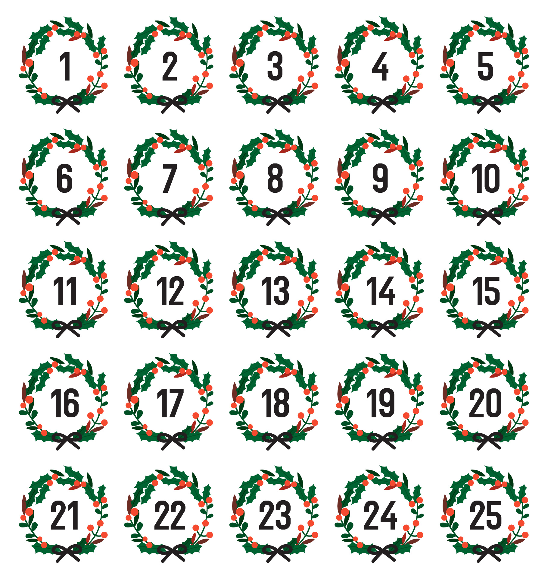 Post Free Printable Christmas Numbers 1 To 31 79848