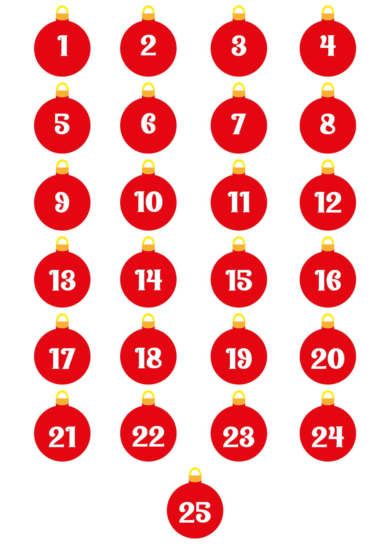 Post Free Printable Christmas Numbers 1 To 31 79848