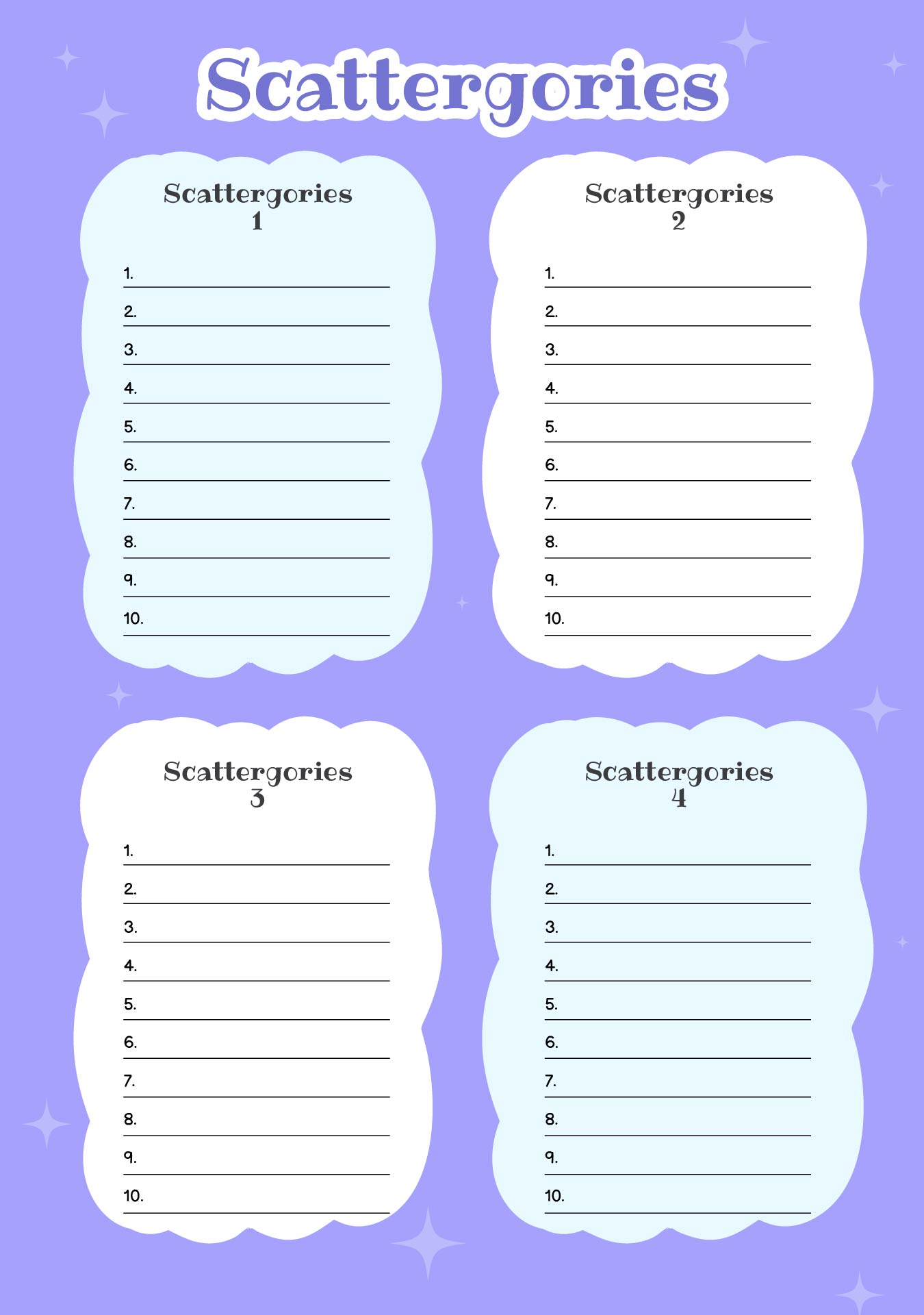 Post Free Printable Scattergories Sheets 46315 Post Free Printable Scattergories Sheets 46315
