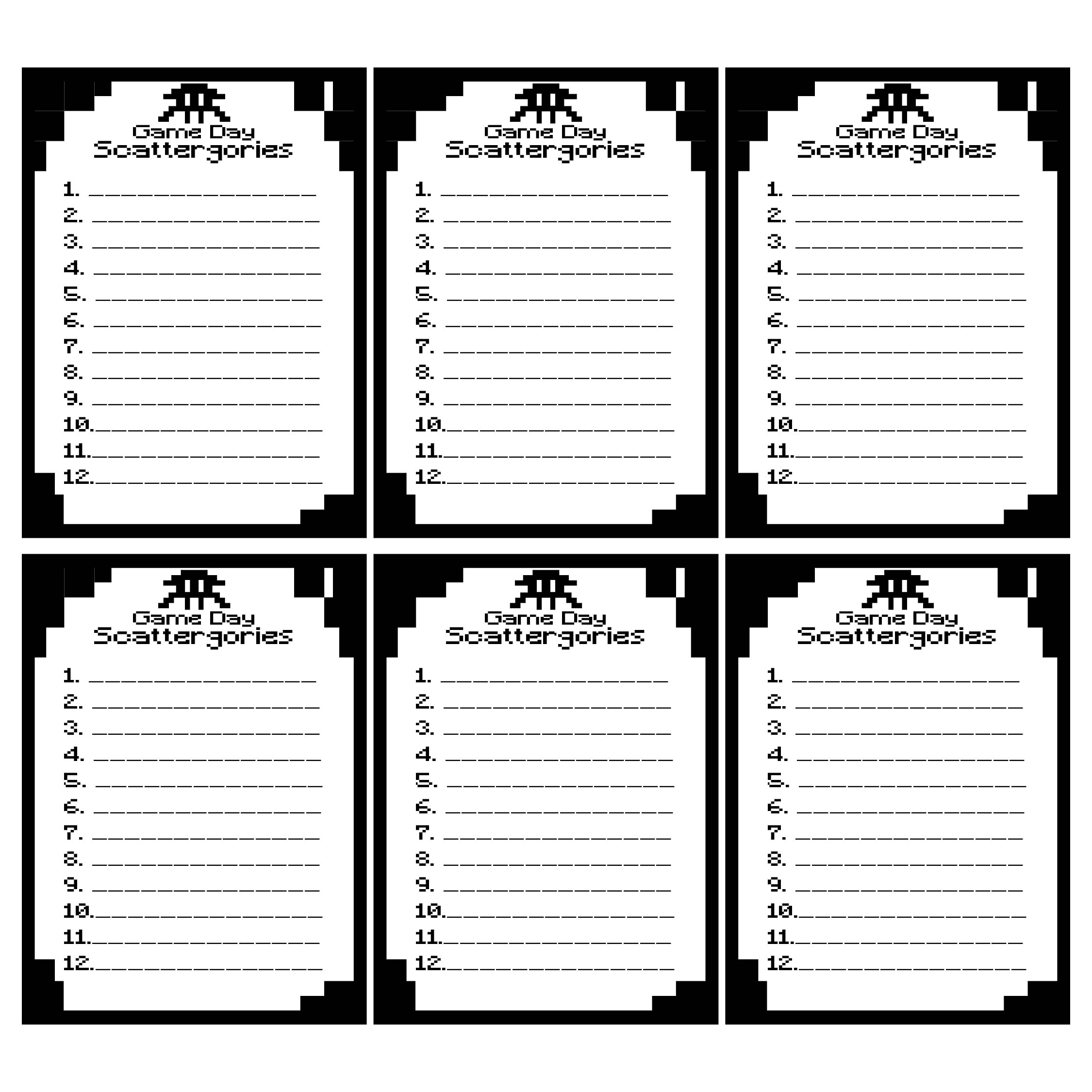 Post Free Printable Scattergories Sheets 46315 Post Free Printable Scattergories Sheets 46315