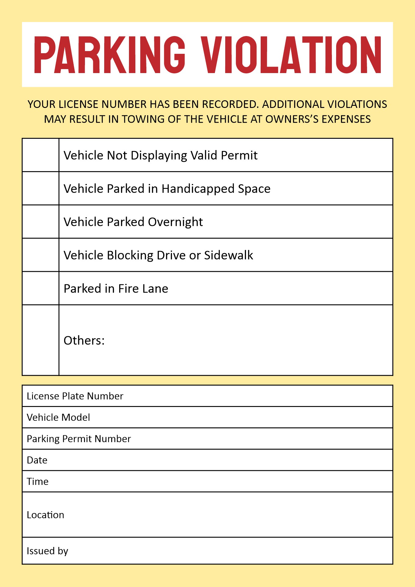 Post Free Printable Violation Tickets 420724