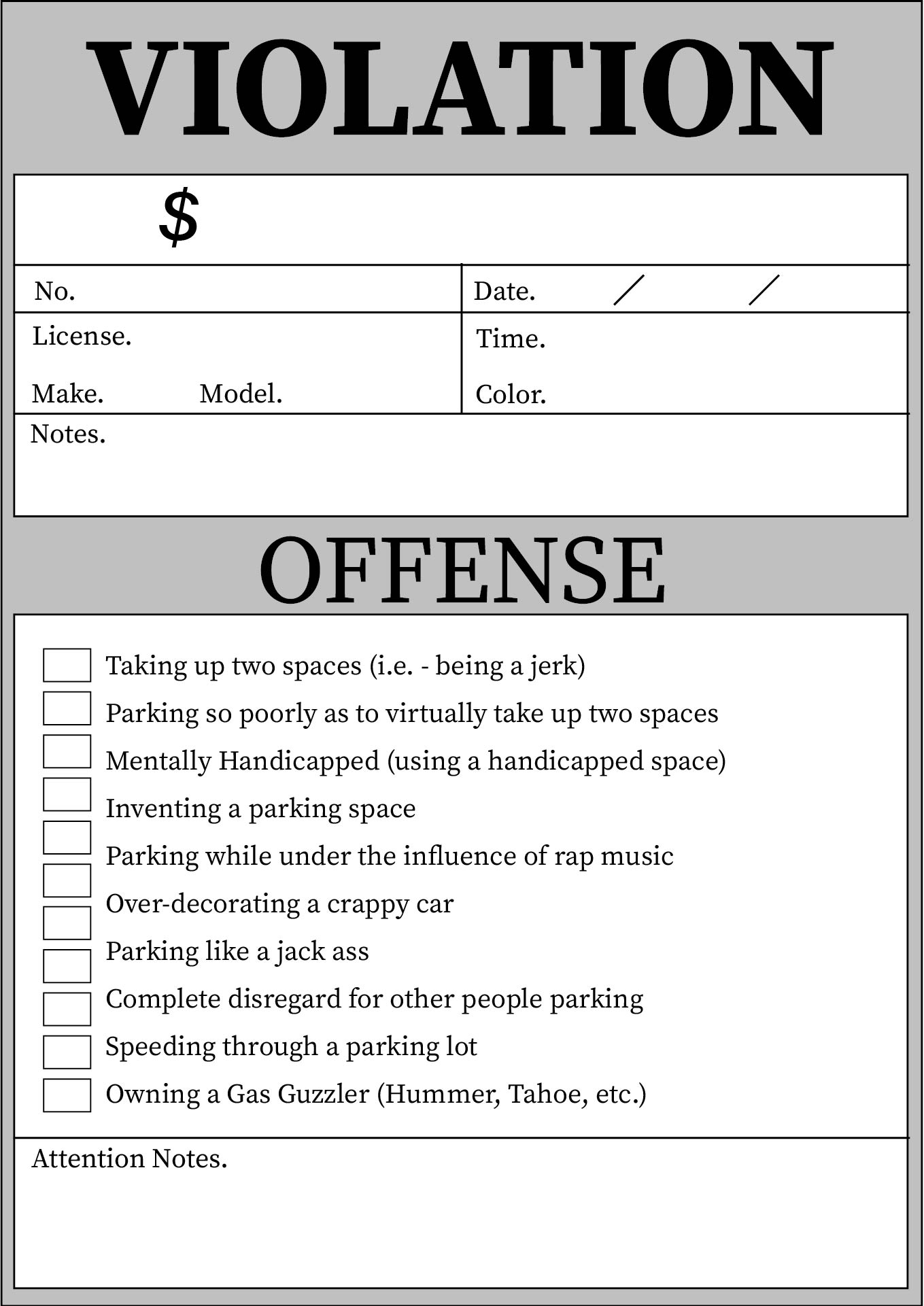 Post Free Printable Violation Tickets 420724