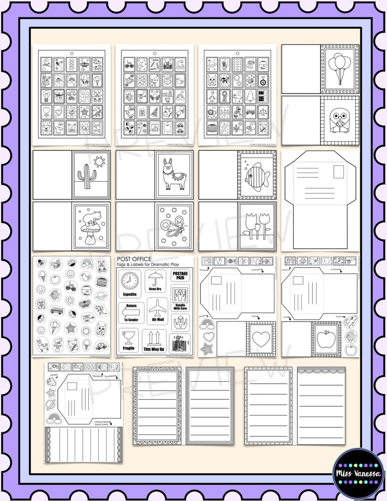 Post Office Printables Dramatic Play