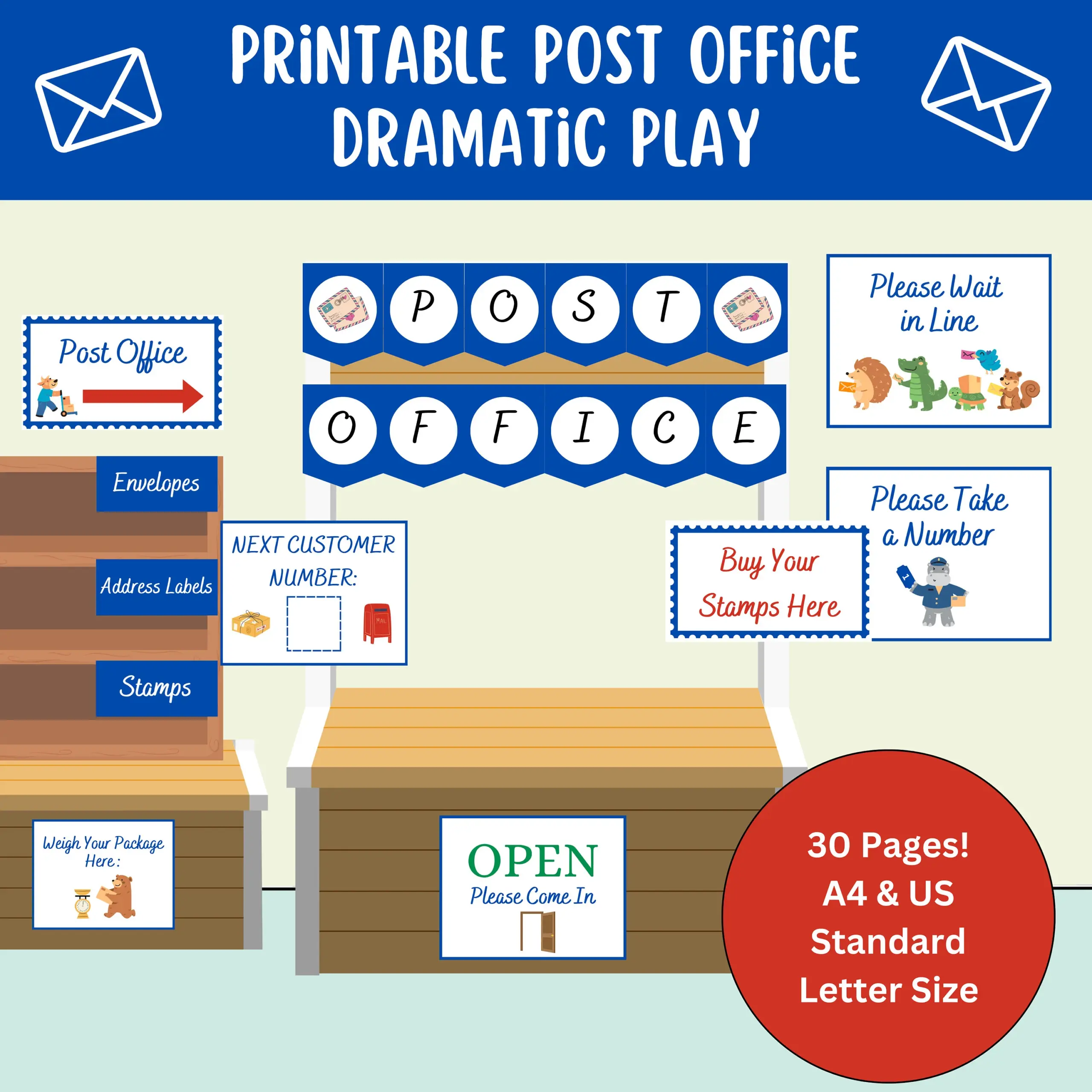 Post Office Stamps For Kids Play
