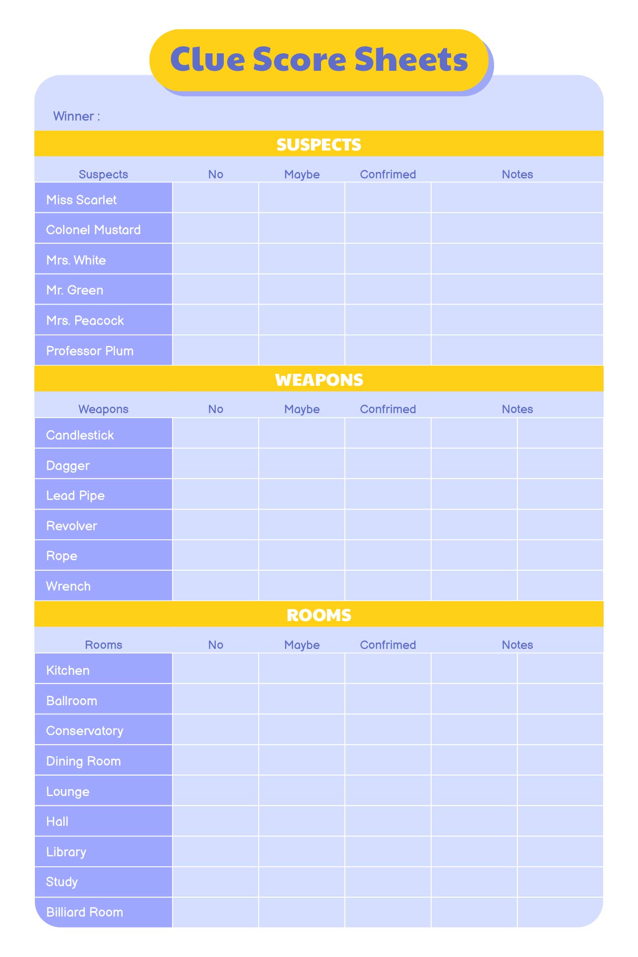 free printable cluedo sheets free printable cluedo sheets