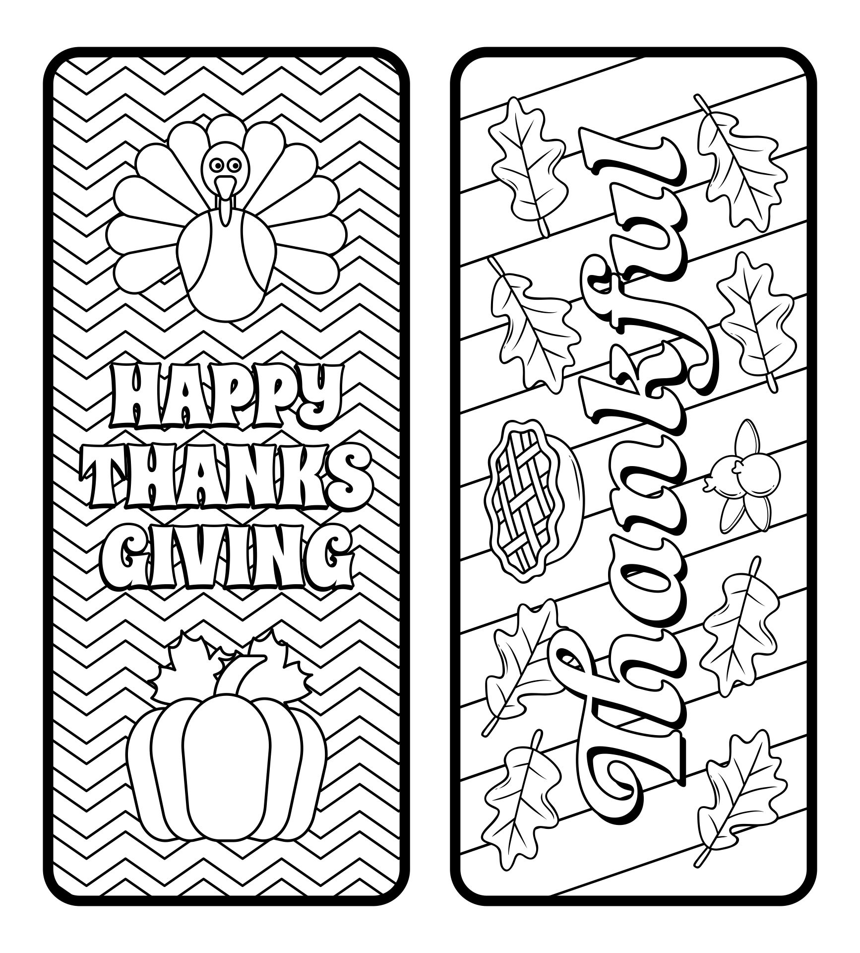 Post Printable Bookmarks Black And White Thanksgiving 191856