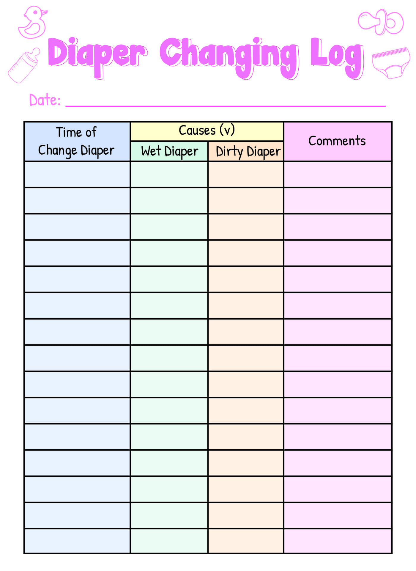 Post Printable Diaper Changing Log 366753