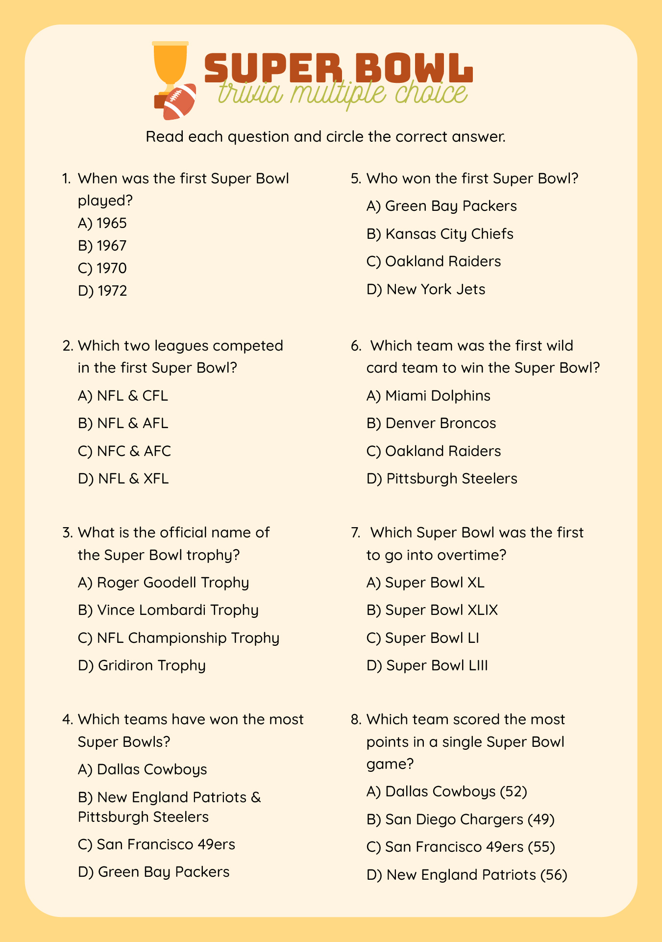 printable super bowl trivia and answers