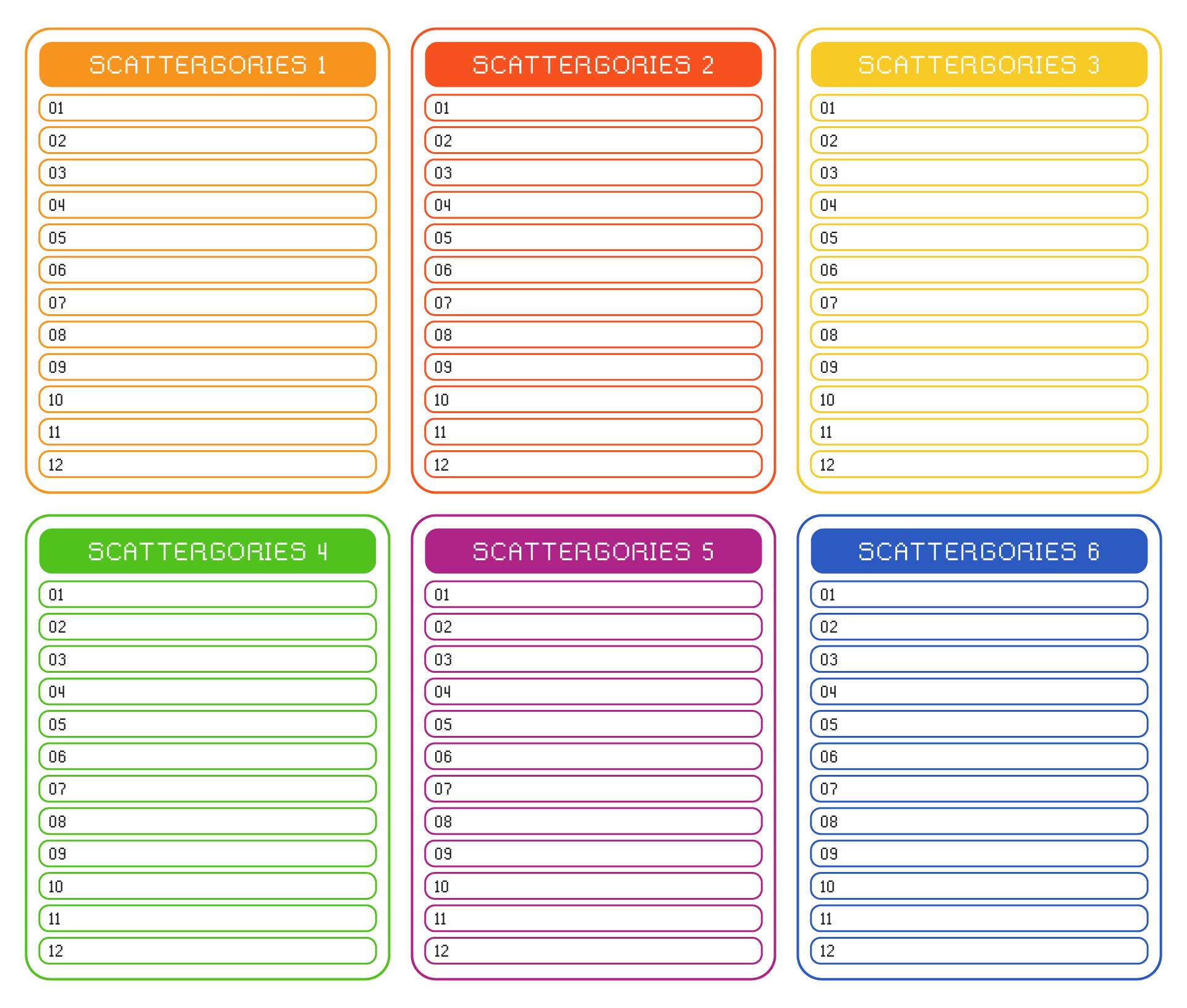 free printable scattergories answer sheets free printable scattergories answer sheets