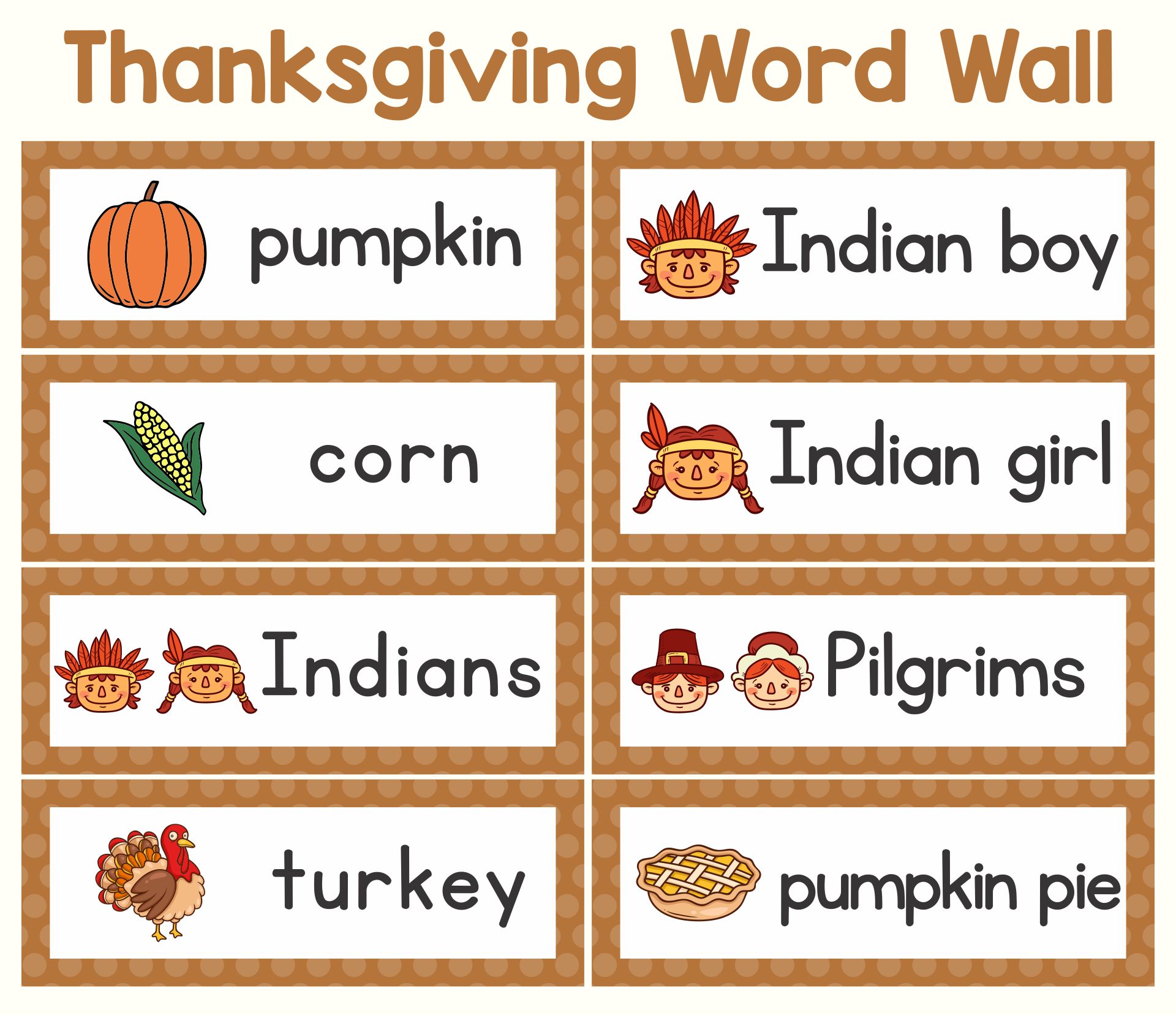Post Printable Thanksgiving Word Wall 59951