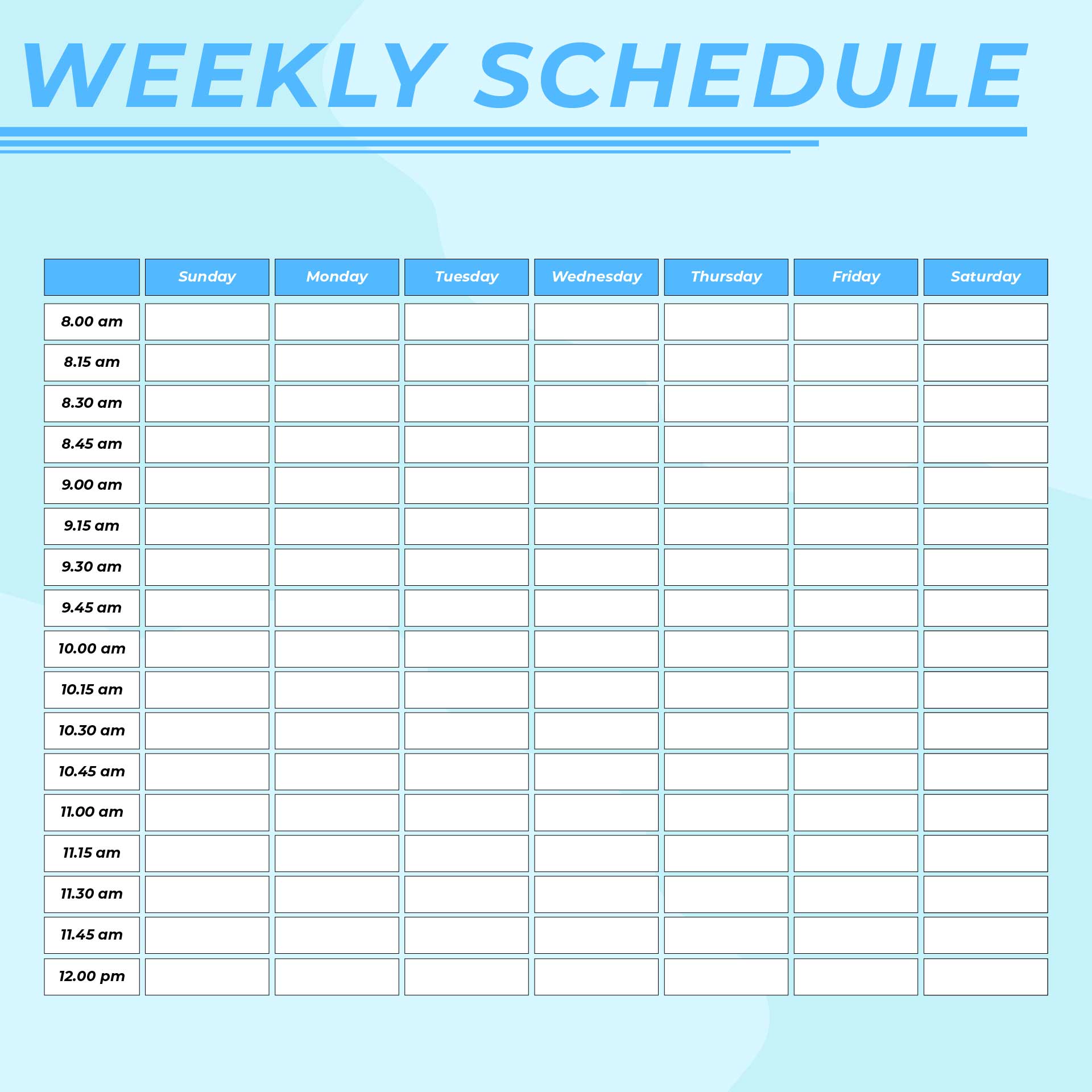 Post Printable Weekly Calendar With 15 Minute Time Slots 14614