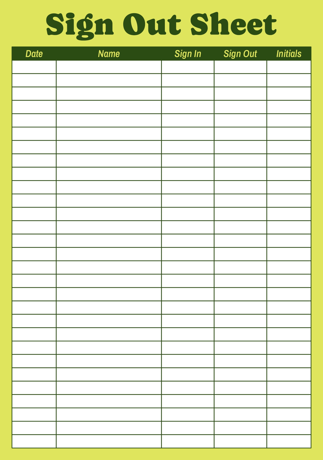 Post Sign Out Sheet Template Printable 131744
