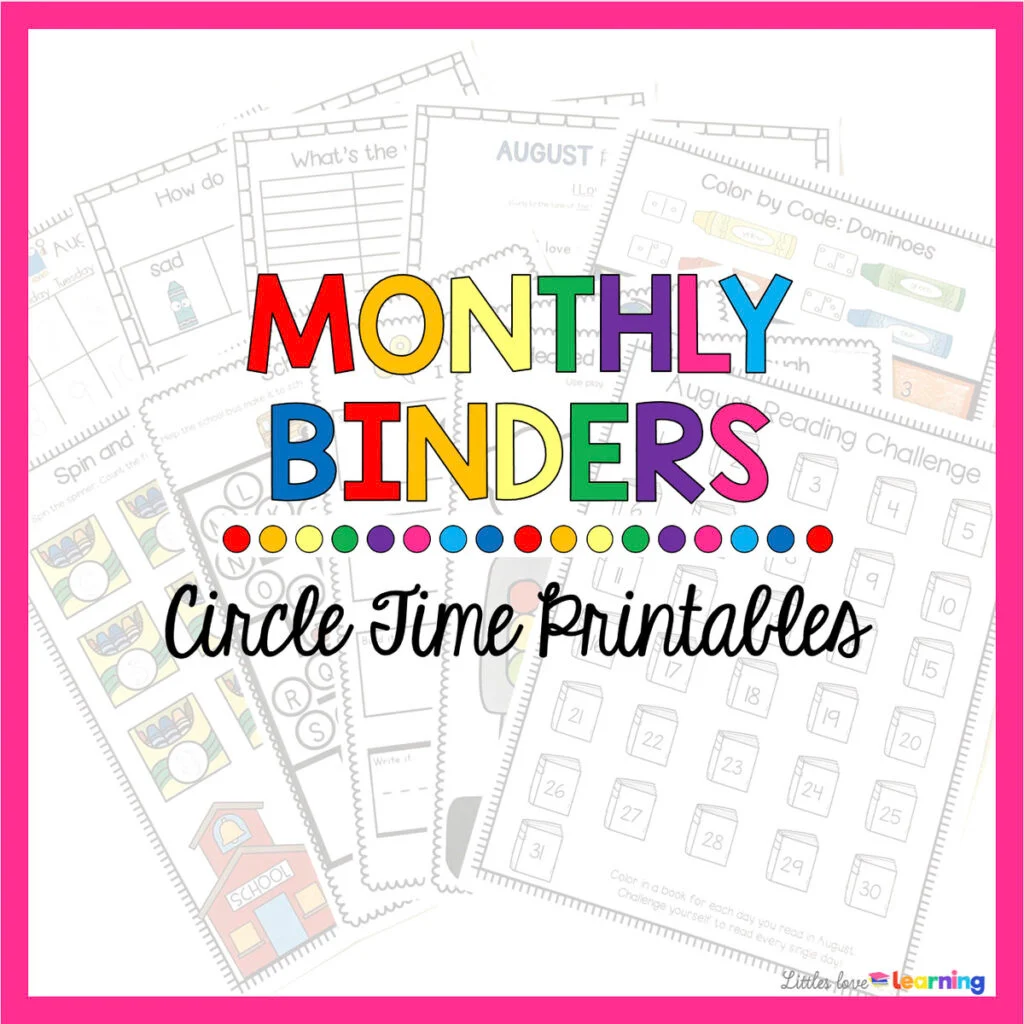 Preschool Monthly Learning Binders