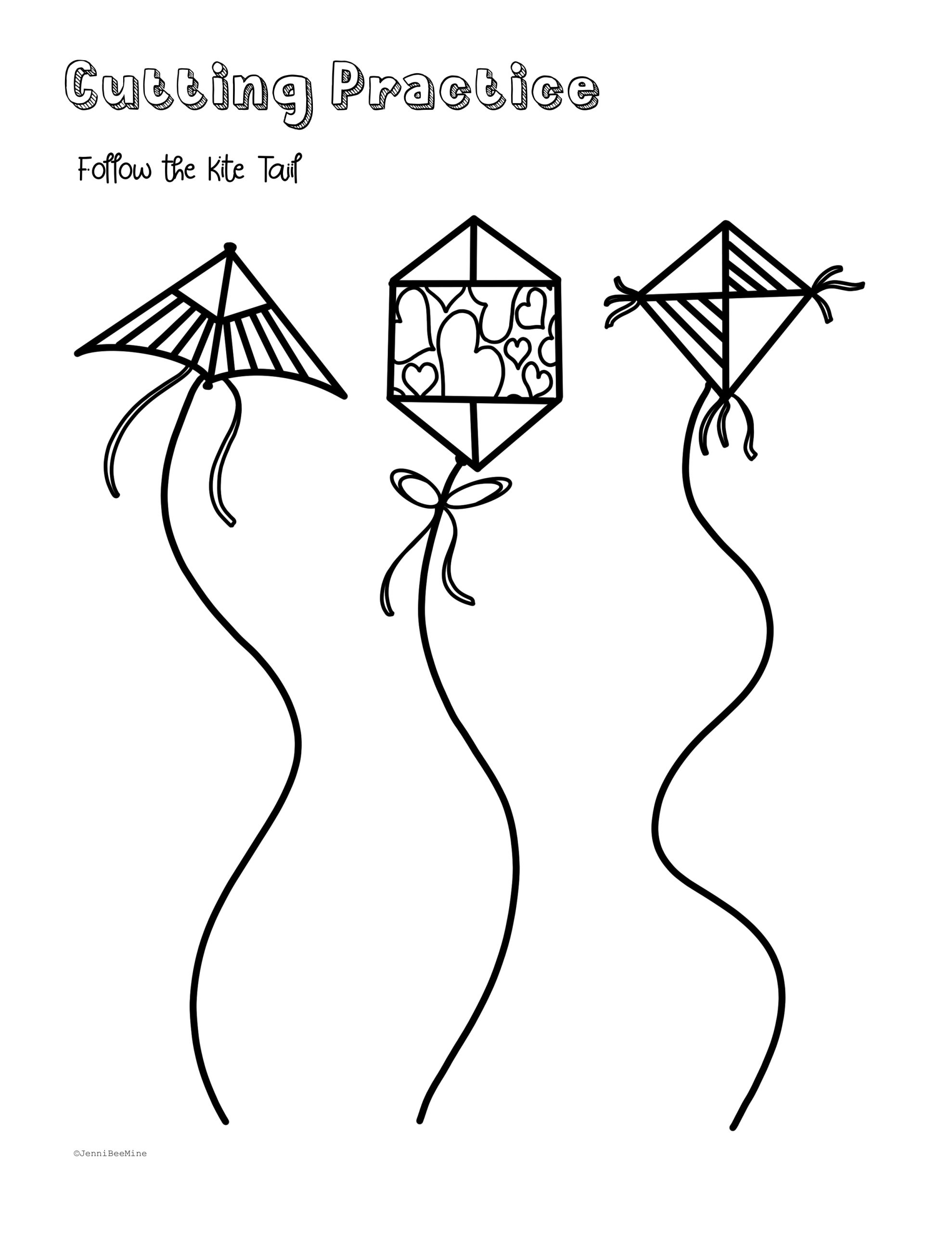 Preschool Printables Cutting Practice Kite Tails