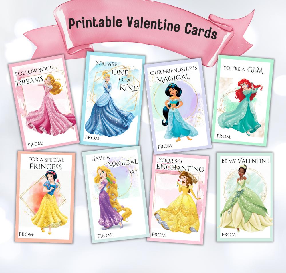 free printable disney princess valentine cards