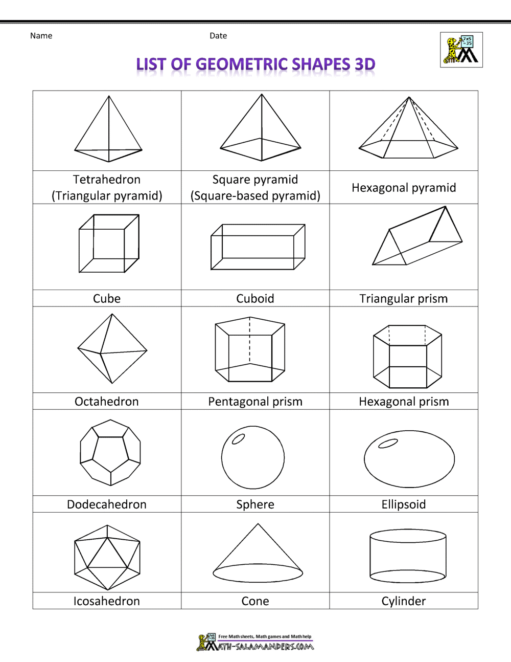 free printable 3d shapes