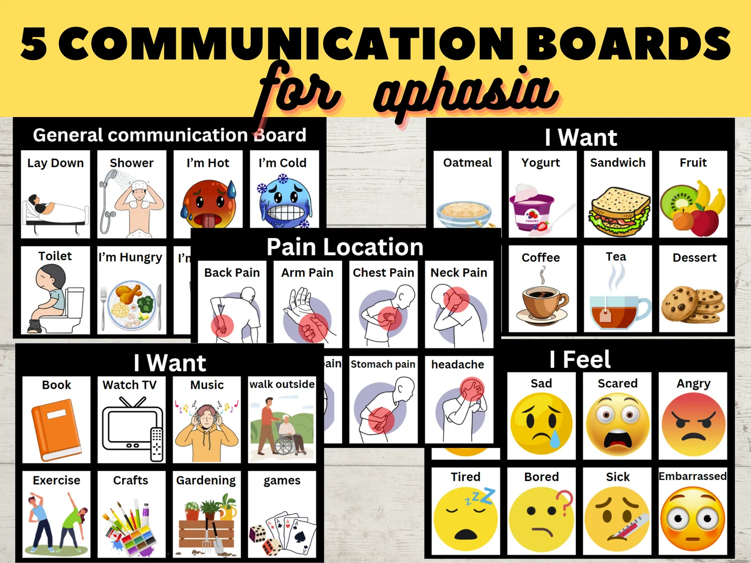 Printable Aphasia Communication Boards Post Stroke Head Injury Speech Therapy Tools For Hospital Rehabilitation Nonverbal Autism