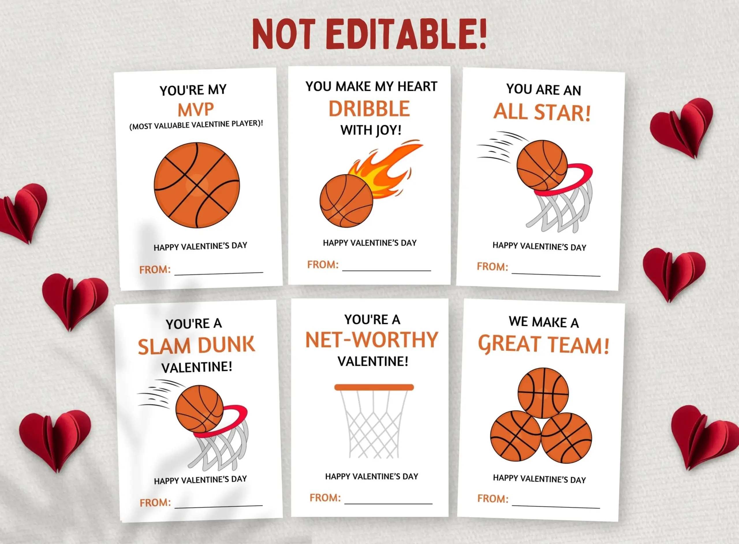 Printable Basketball Valentines Day Printable Basketball Valentines Day
