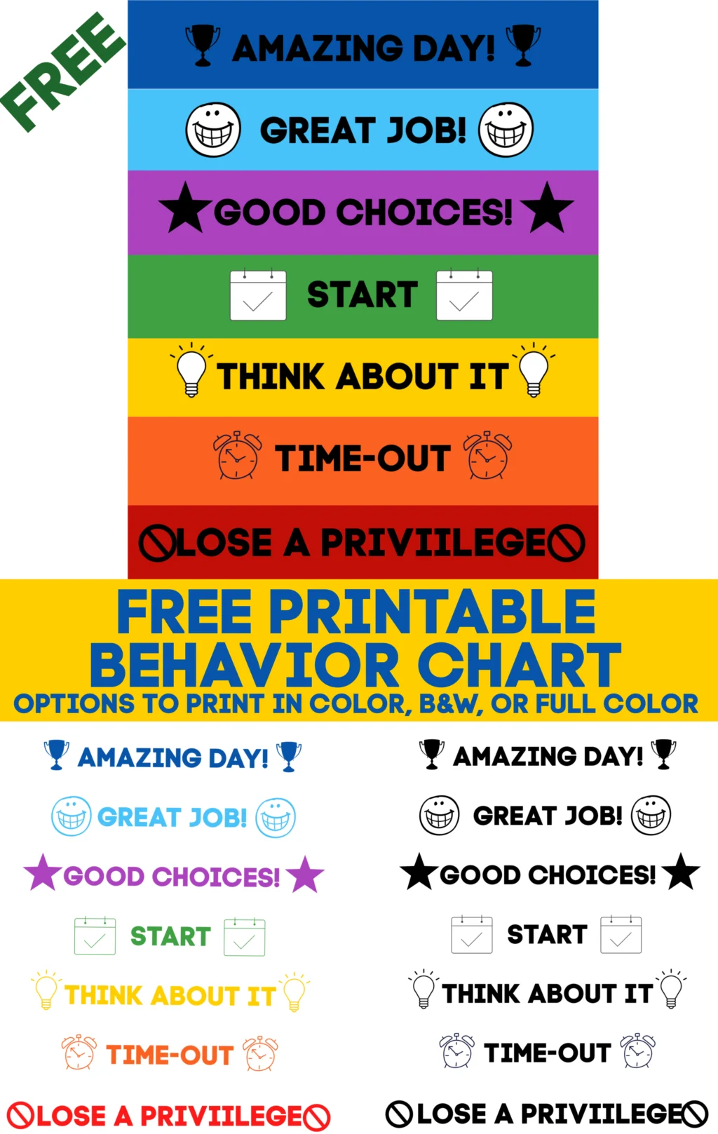 Printable Behavior Chart Free Download