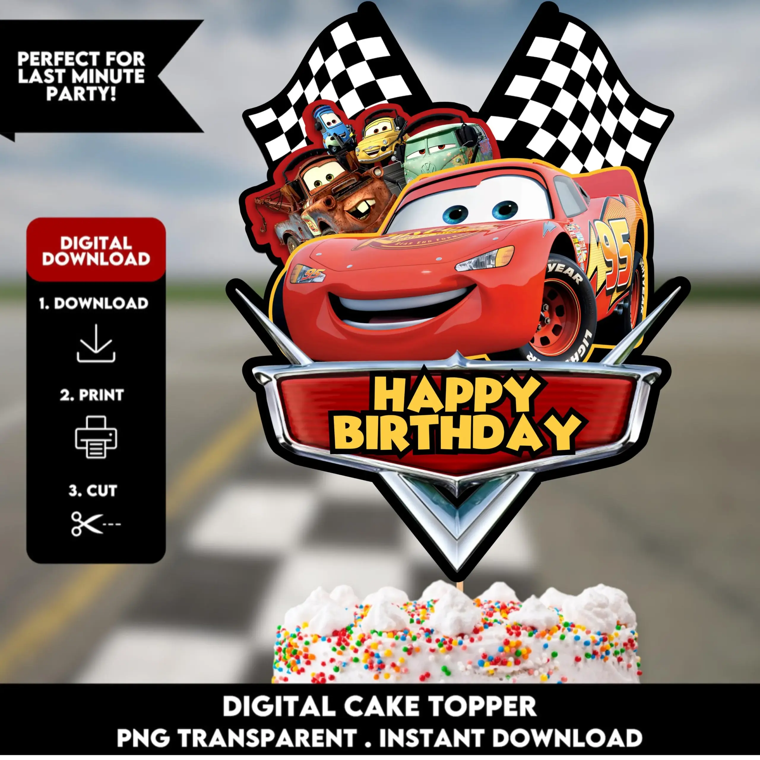 Printable Car Cake Topper Happy Birthday