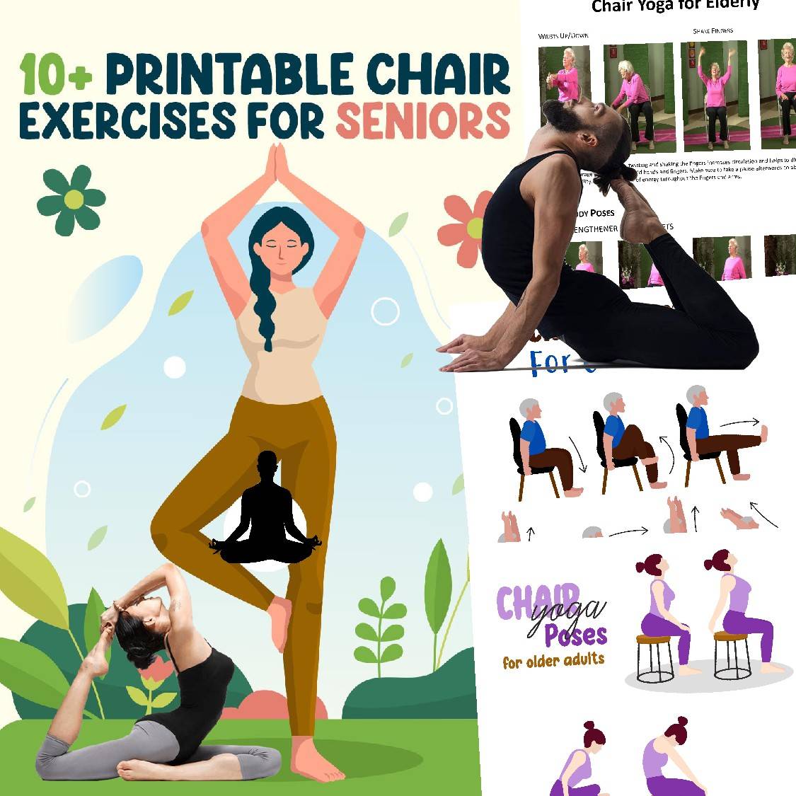 Printable Chair Yoga Exercises For Seniors Gentle Easy Workouts 12628221