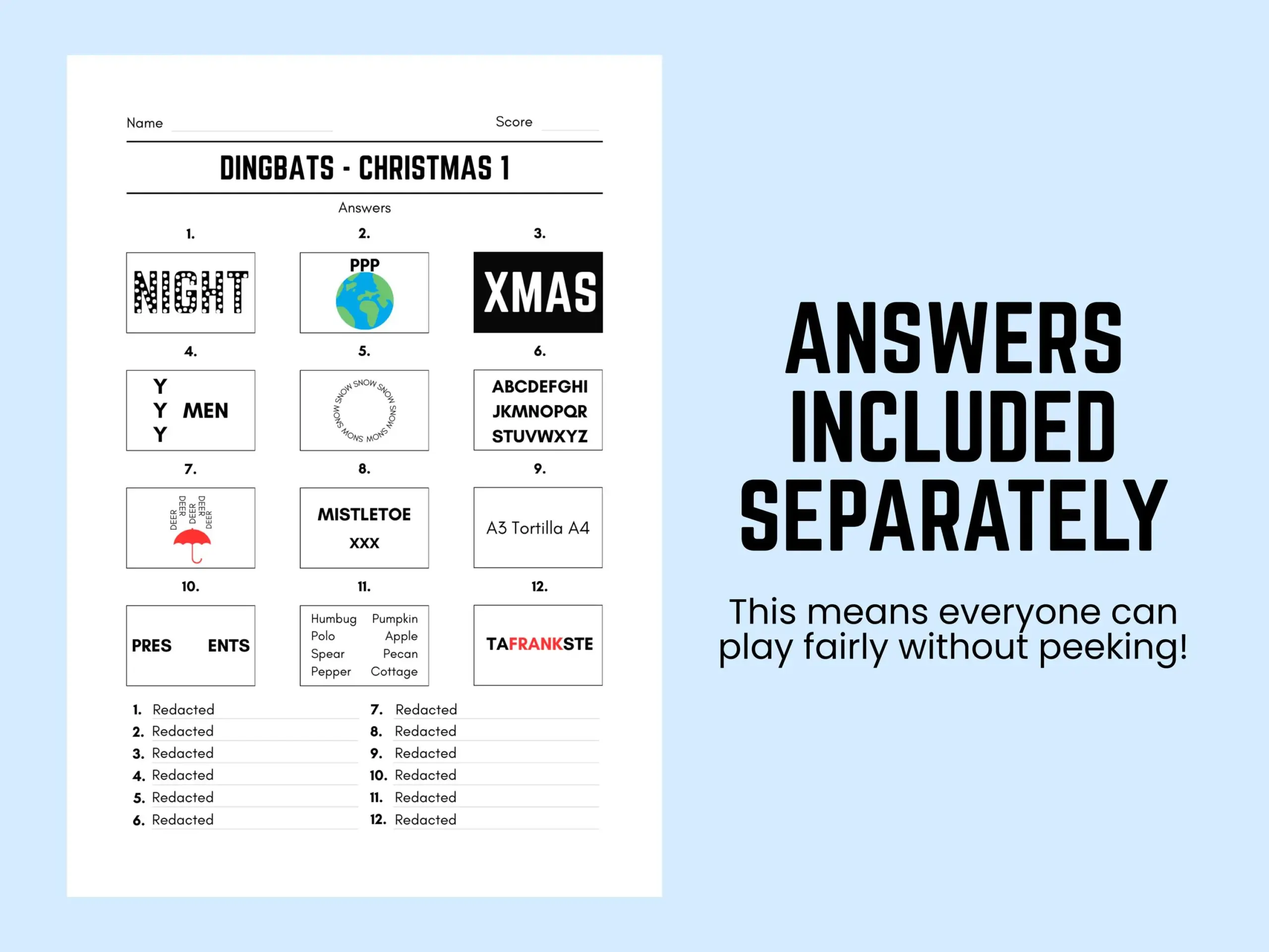 Printable Christmas Dingbats Picture Printable Christmas Dingbats Picture