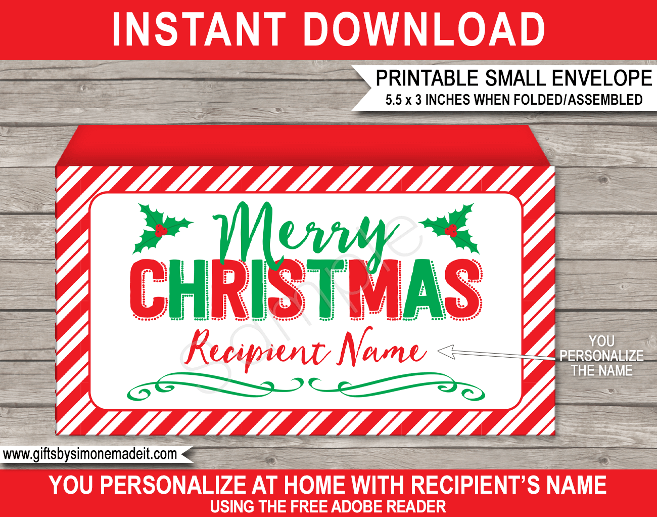 Printable Christmas Envelope Template 2