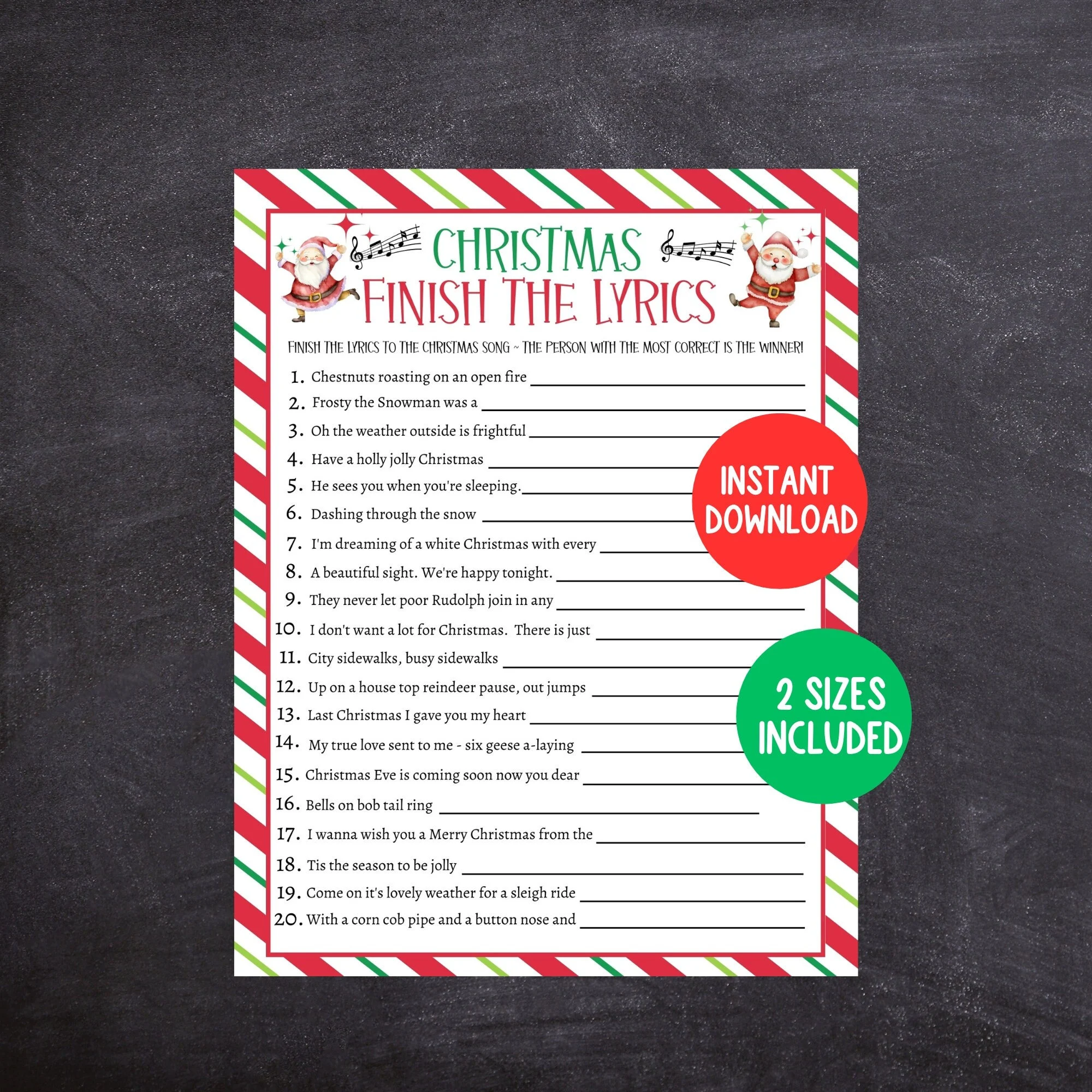 Printable Christmas Game Christmas Song Printable Christmas Game Christmas Song