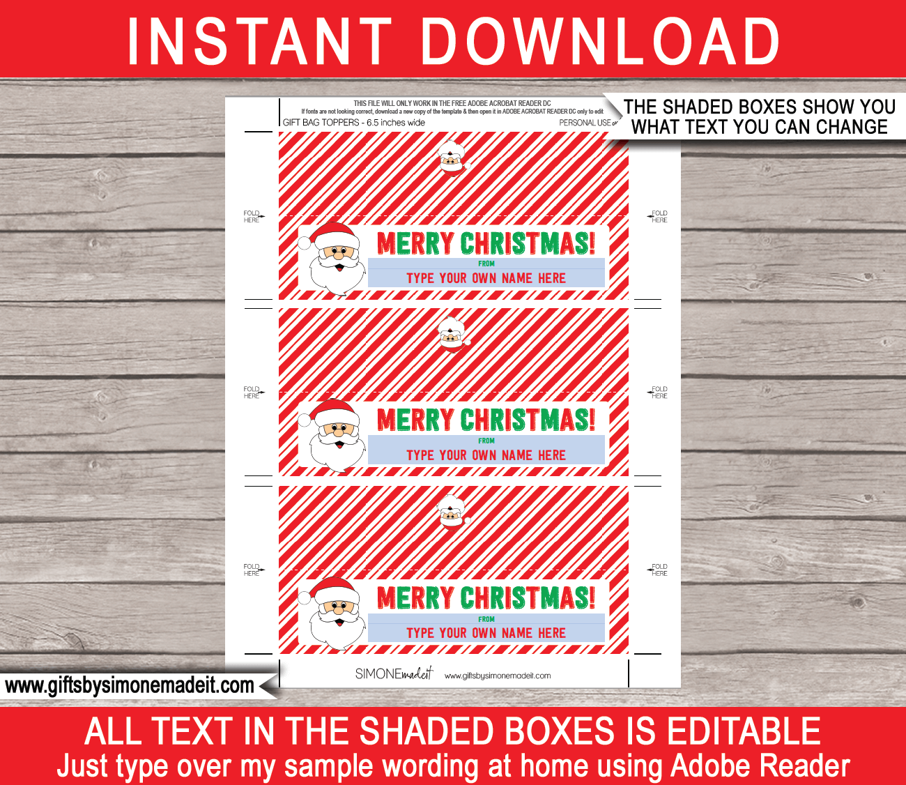 christmas treat bag toppers free printable