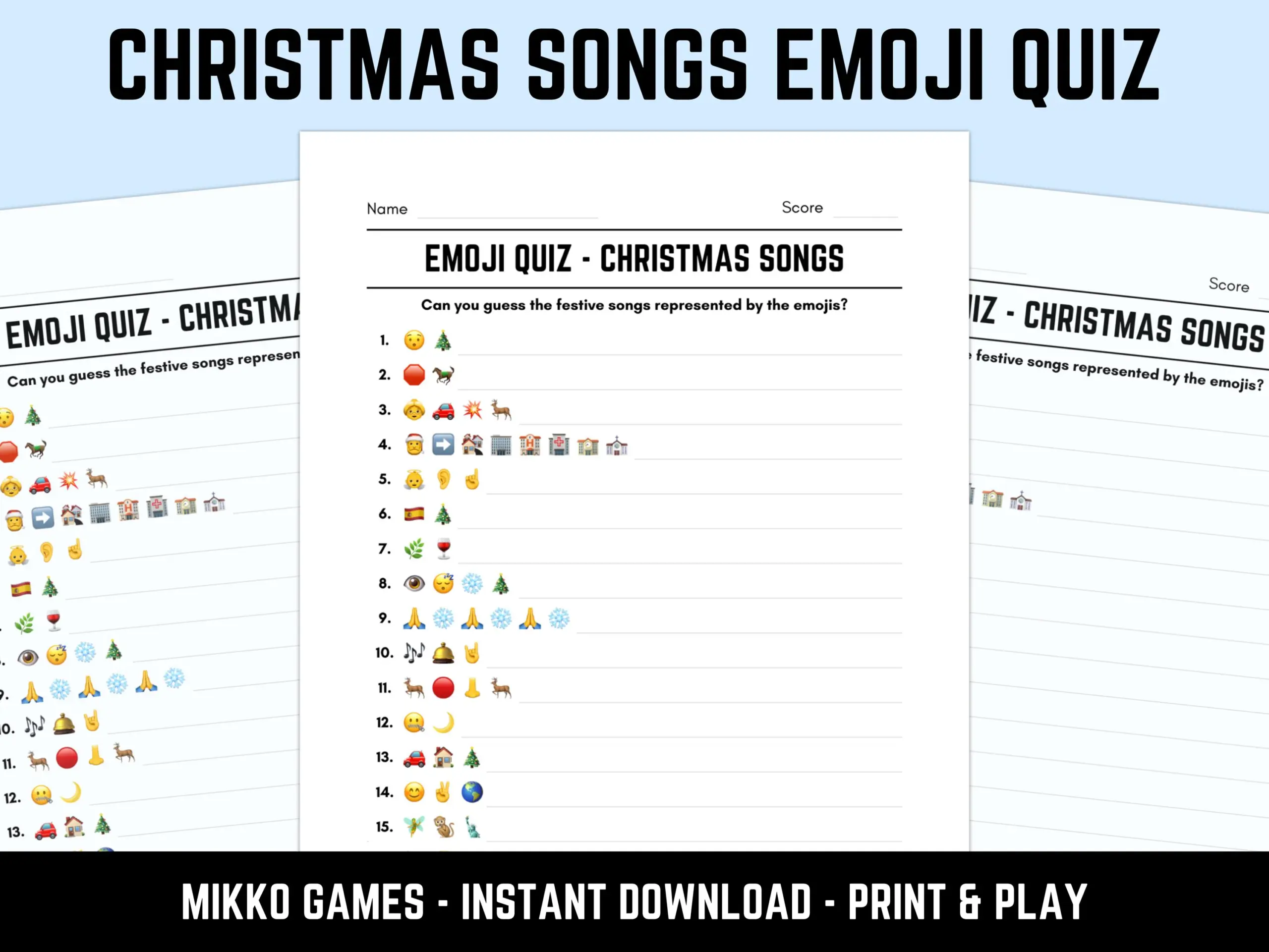 Printable Christmas Songs Emoji Quiz